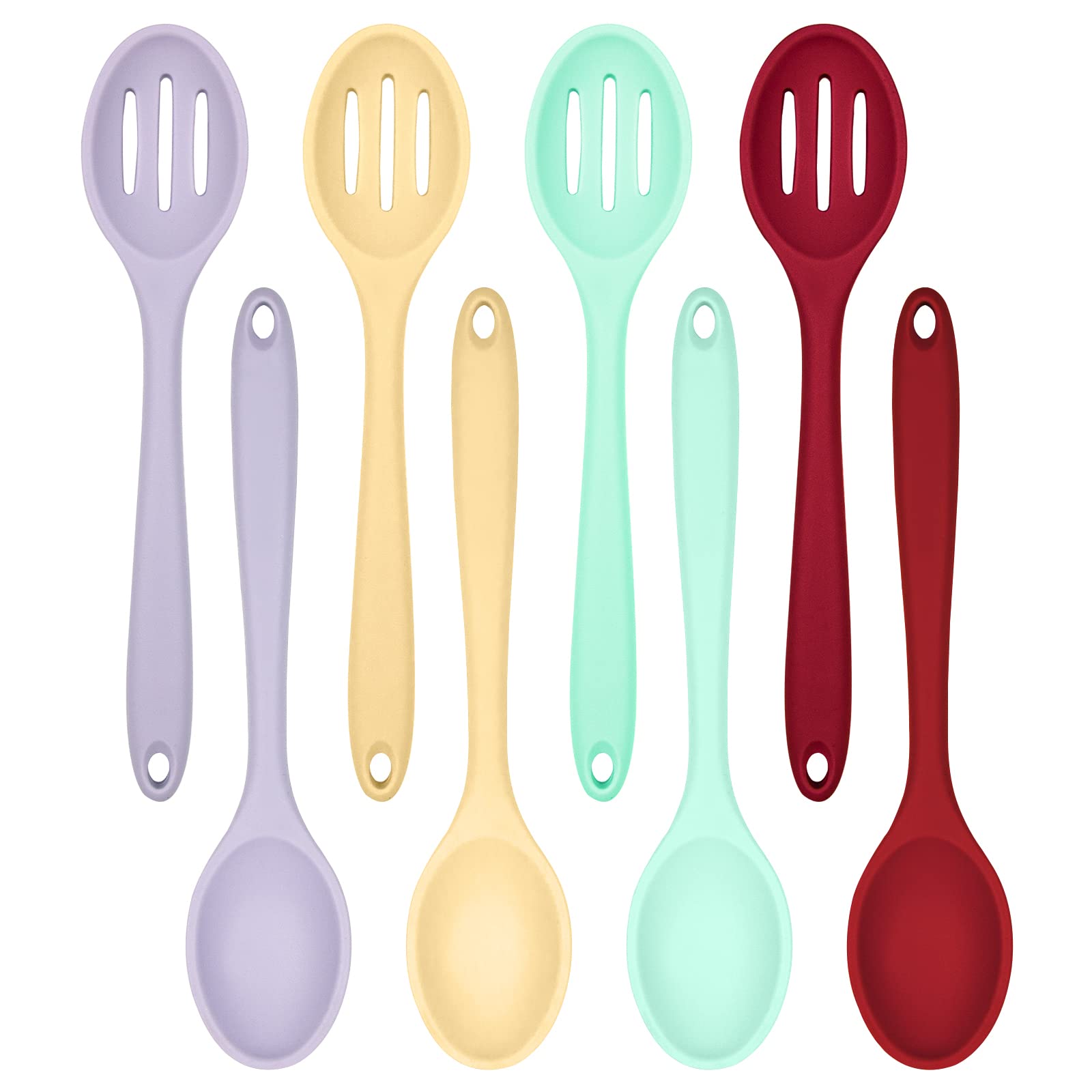 Elane 8 Pcs Silicone Cooking Spoons Set,Mixing Spoons For Cooking Spoons For Nonstick Cookware Silicone Serving Spoons,Mixing Sp