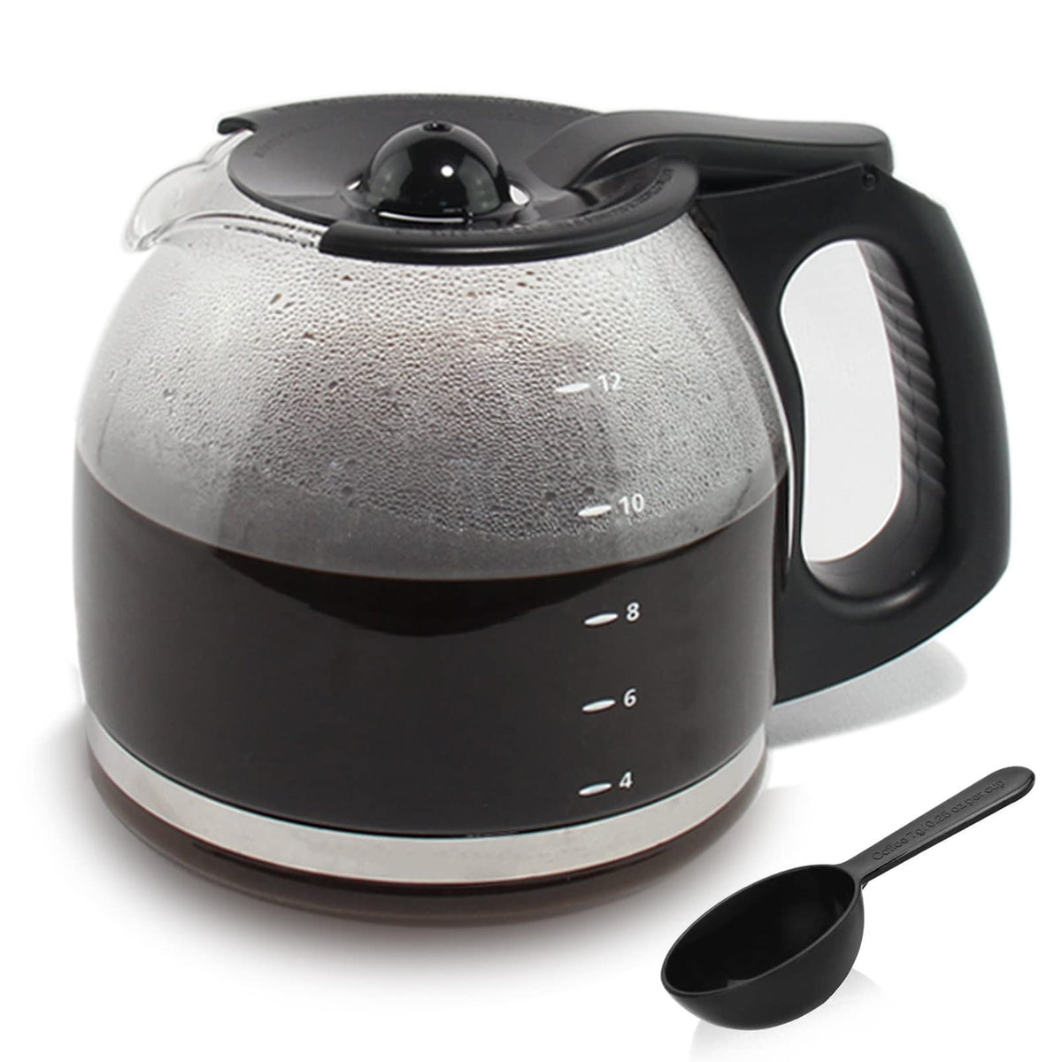 12-Cup Replacement Coffee Carafe Compatible With Mr. Coffee Coffee Maker Pot, Replace Part# Pld12 Pld12-Rb Series, Black Handle