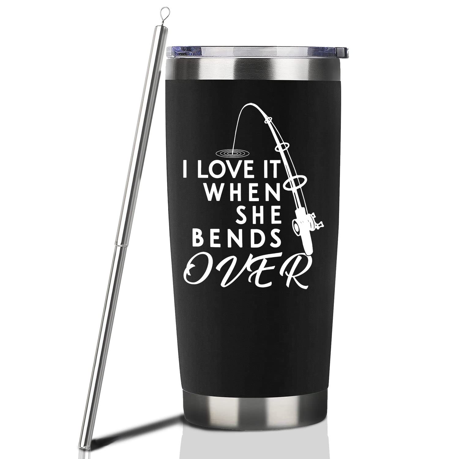 Fishing Gifts For Men Gifts For Fathers Day 20Oz Black Bend Over Fishing Travel Tumbler Birthday For Grandpa Dad Uncle Boyfriend