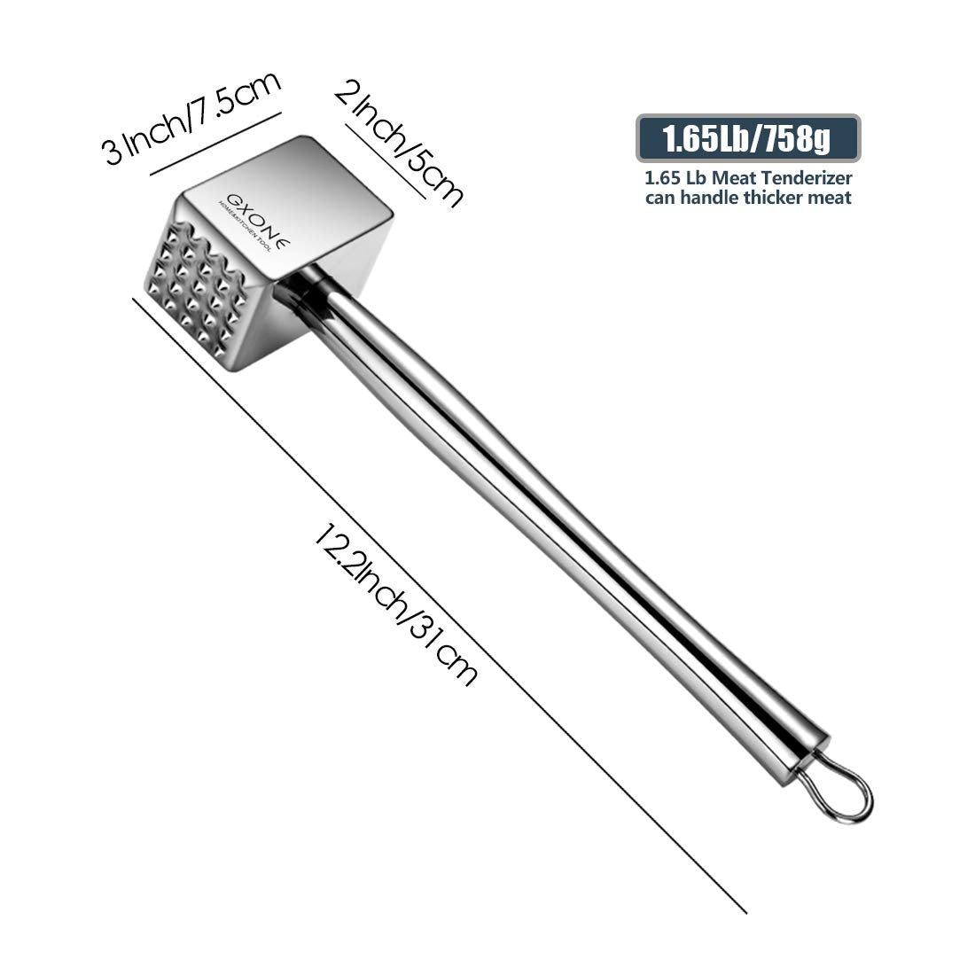 Meat Tenderizer 304 Stainless Steel Heavy Sturdy Meat Mallet/Pounder/Hammer Tool(1.65lb)