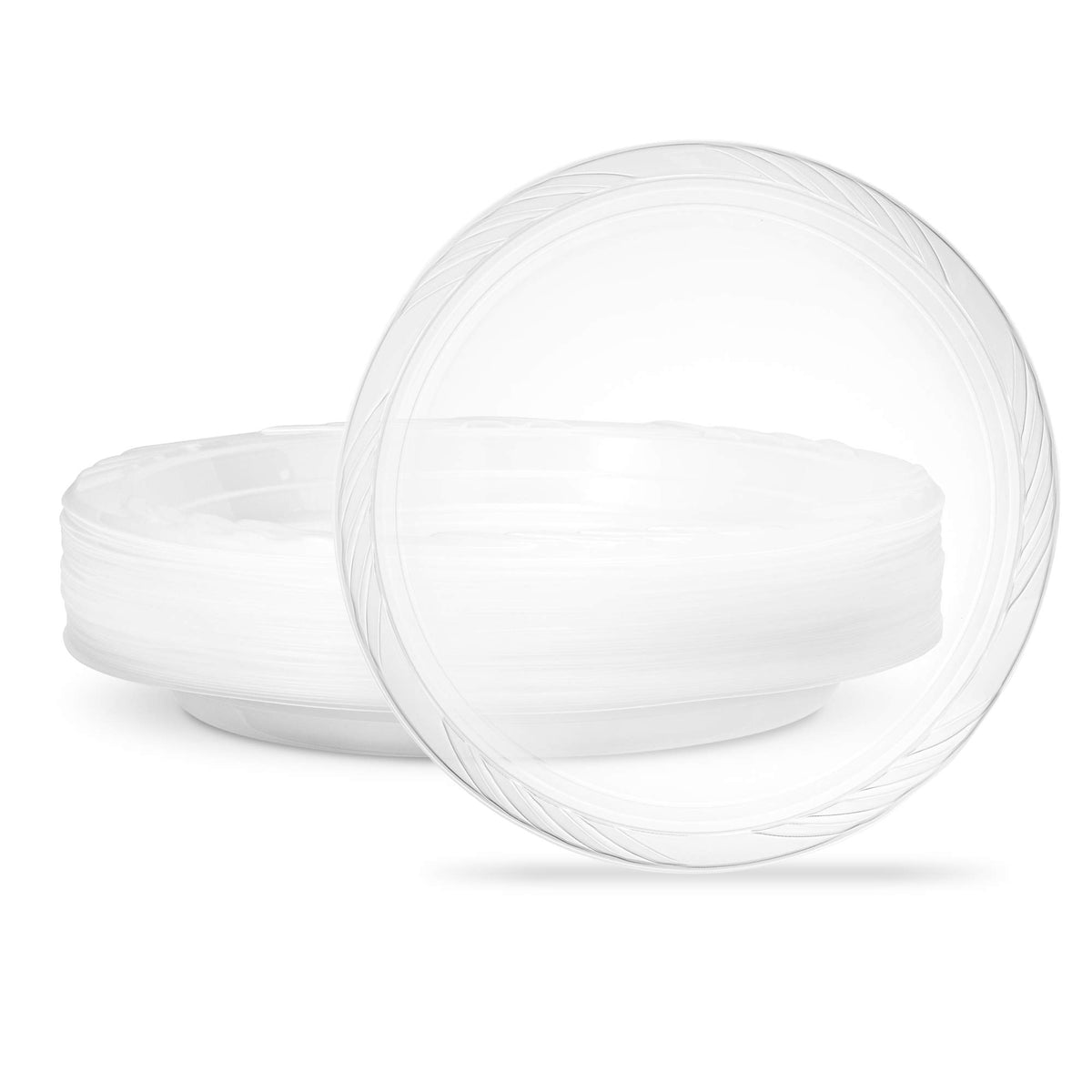 Plasticpro 10'' Inch Premium Crystal Clear Disposable Plastic Dinnerware Party Plate Pack Of 80