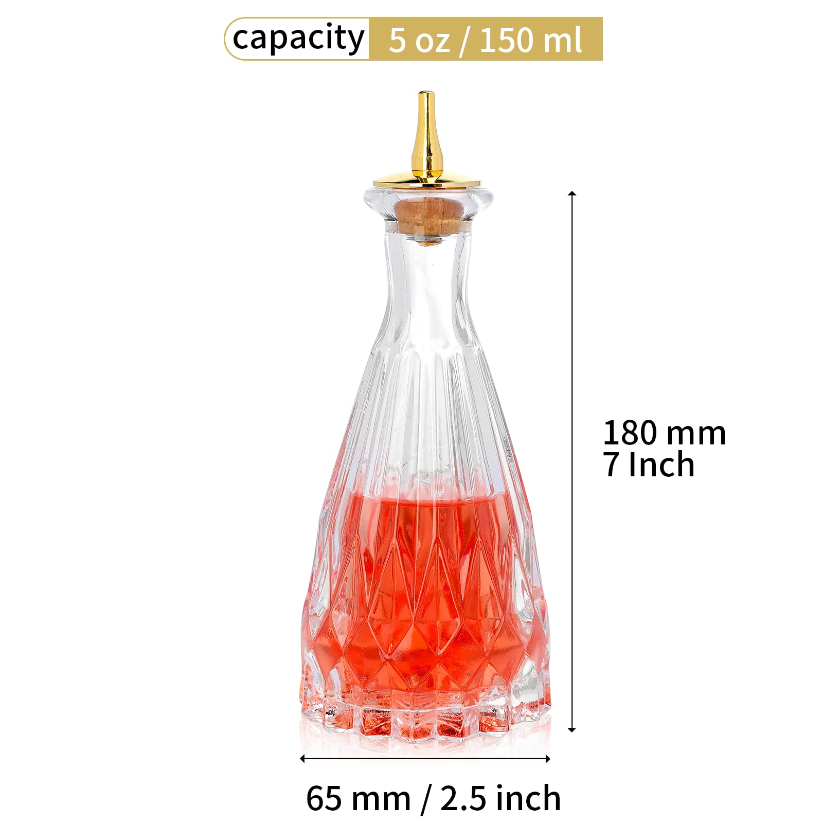 Suprobarware Bitter Bottle - Glass Bitter Bottle With Dash Top, 5Oz/150Ml, Great For Bartender, Home Bar - Kjp15 (5Oz/150Ml) (Ta