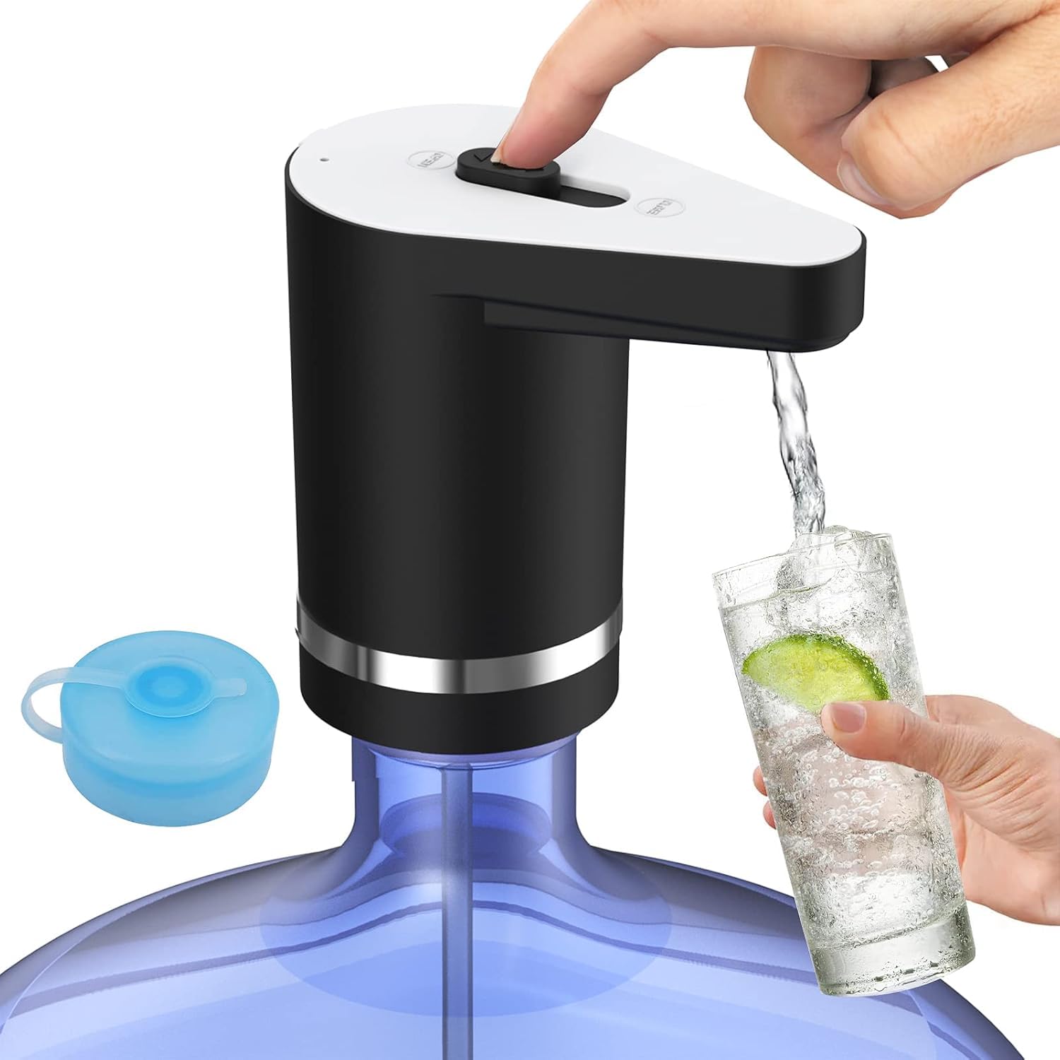 Water Dispenser Bottle For 5 Gallon, Automatic Drinking Water Pump, Manual Straight Plug Button, Usb Charging With Jug Cap, Pand