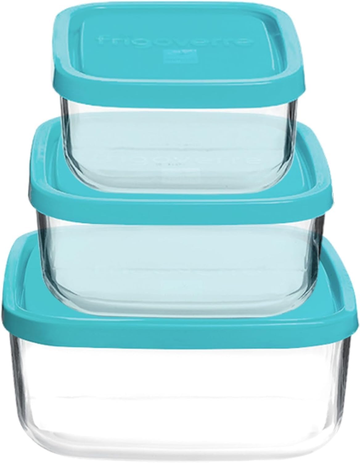 Bormioli Rocco Frigoverre Square Glass Food-Storage Containers with Lids, Set of 3
