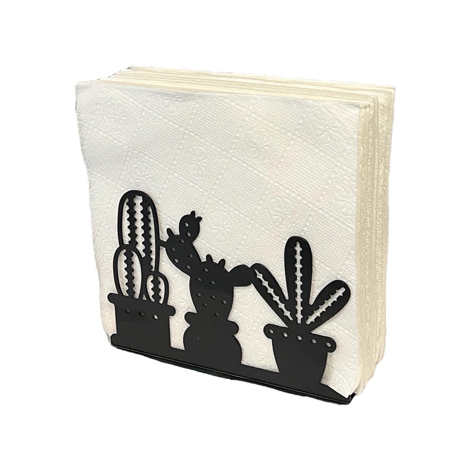Decorelax Metal Napkin Holder For Home Kitchen Restaurant Picnic - Cactus Design Tabletop Paper Organizer Upright Tissue Dispens