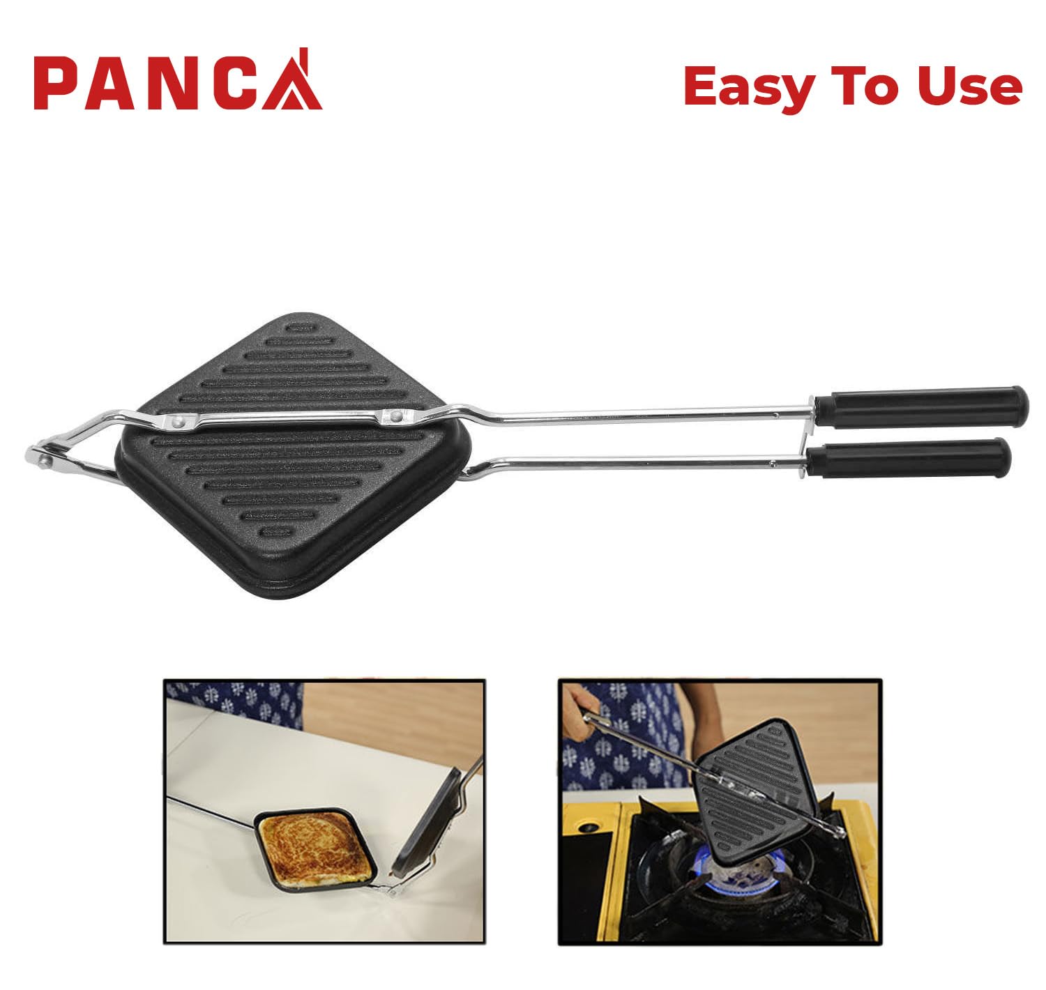 Panca Non-Stick Gas Toaster Sandwich Maker | Regular Grill Sandwich Maker - Black