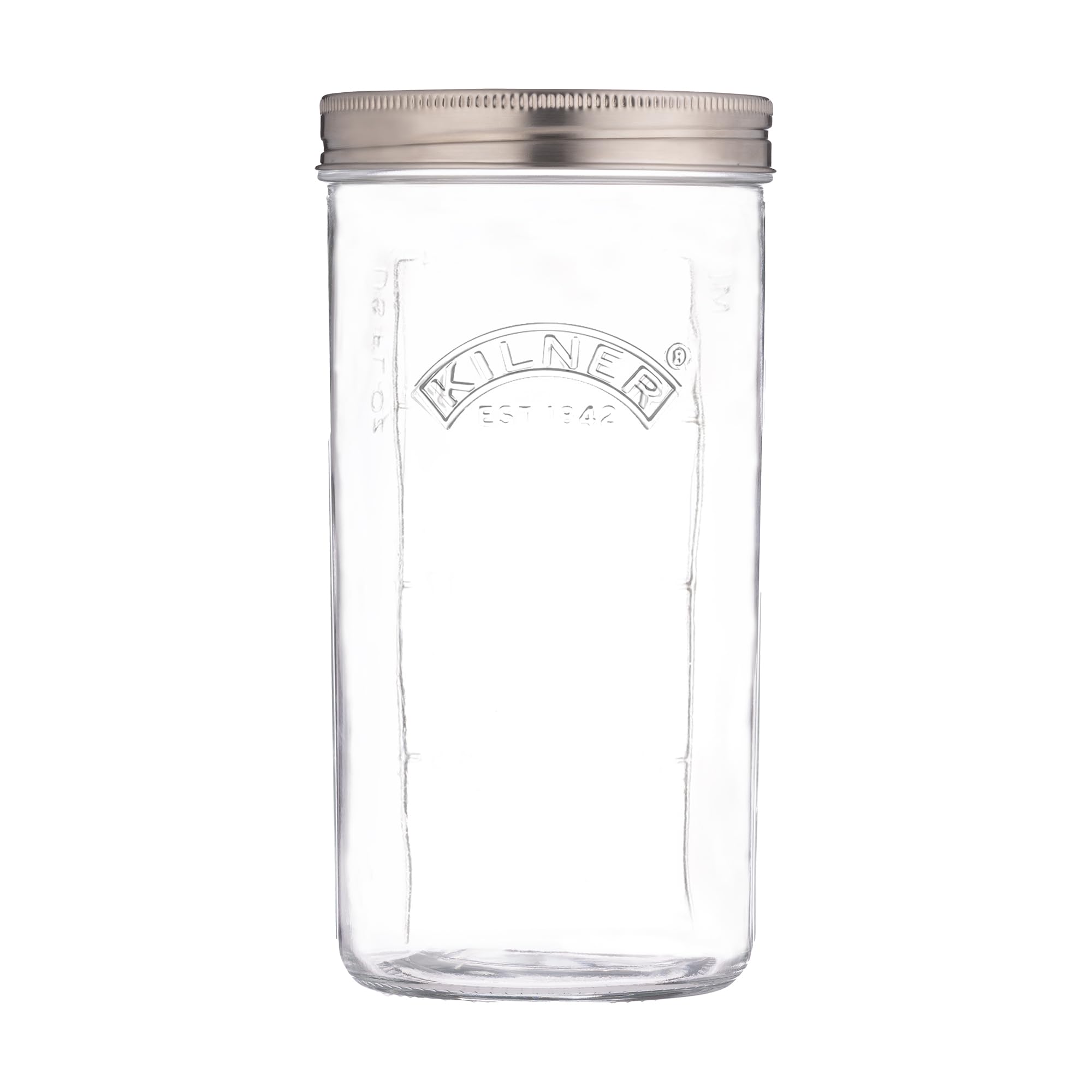 Kilner 1 Litre Fermentation Jar Set Wide Mouth Glass Jar with Silicone Valve Lid, Ceramic Weights & Recipe Booklet, Ideal for Sm