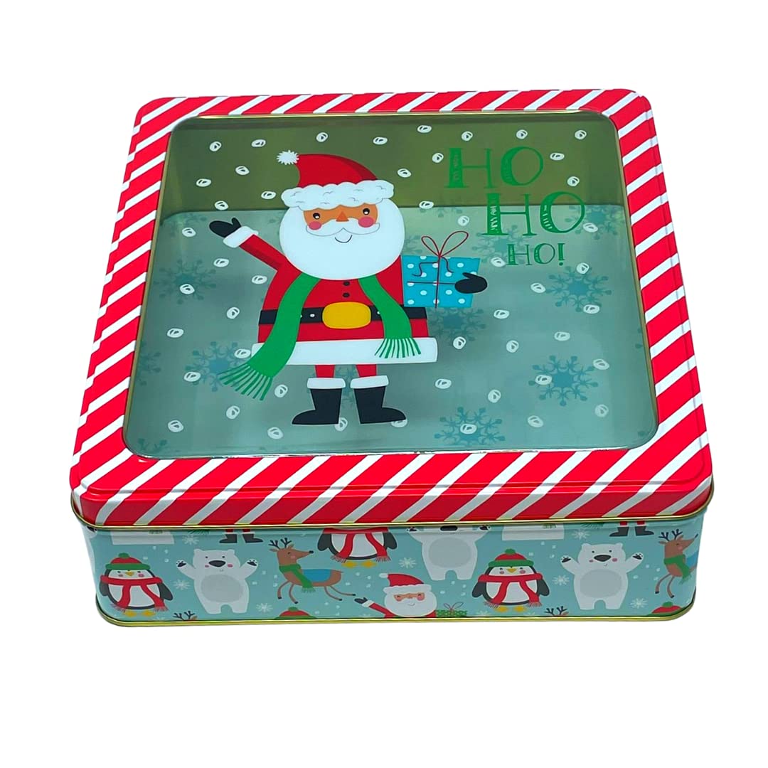 Plum Designs Christmas Cookie Tins- Set of 3 Sizes- Metal Cookie Tins with Lids-Merry and Bright- Festive Christmas Holiday Treat Tins For Gift Giving