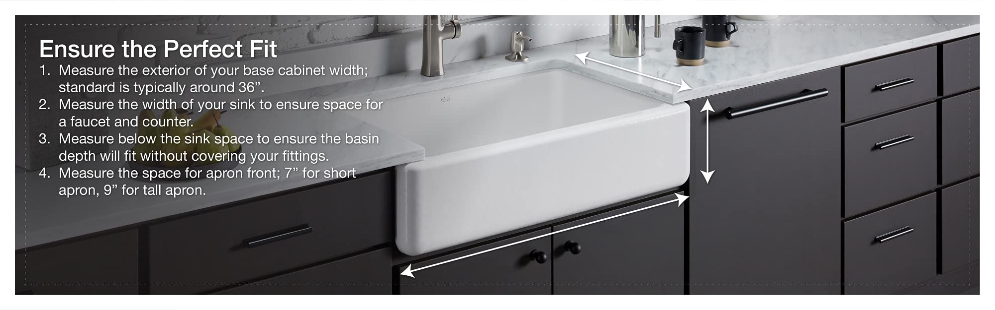 Kohler K-5665-96 Whitehaven Farmhouse Self-Trimming 23-11/16-Inch X 21-9/16-Inch X 9-5/8-Inch Undermount Single-Bowl Kitchen Sin