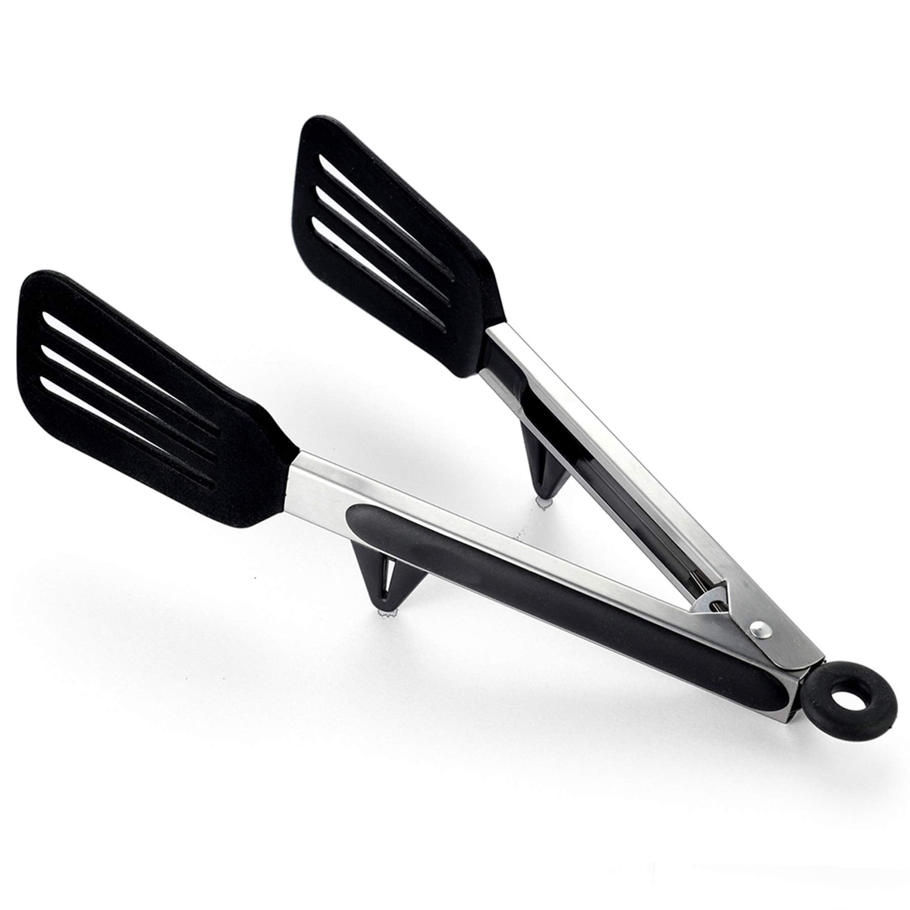 Nmqlx Cooking Kitchen Tongs, 2 Pack Stainless Steel Tongs Kit, 9'' And 12'' Spatula Tongs With Silicone Grips For Grilling Bakin