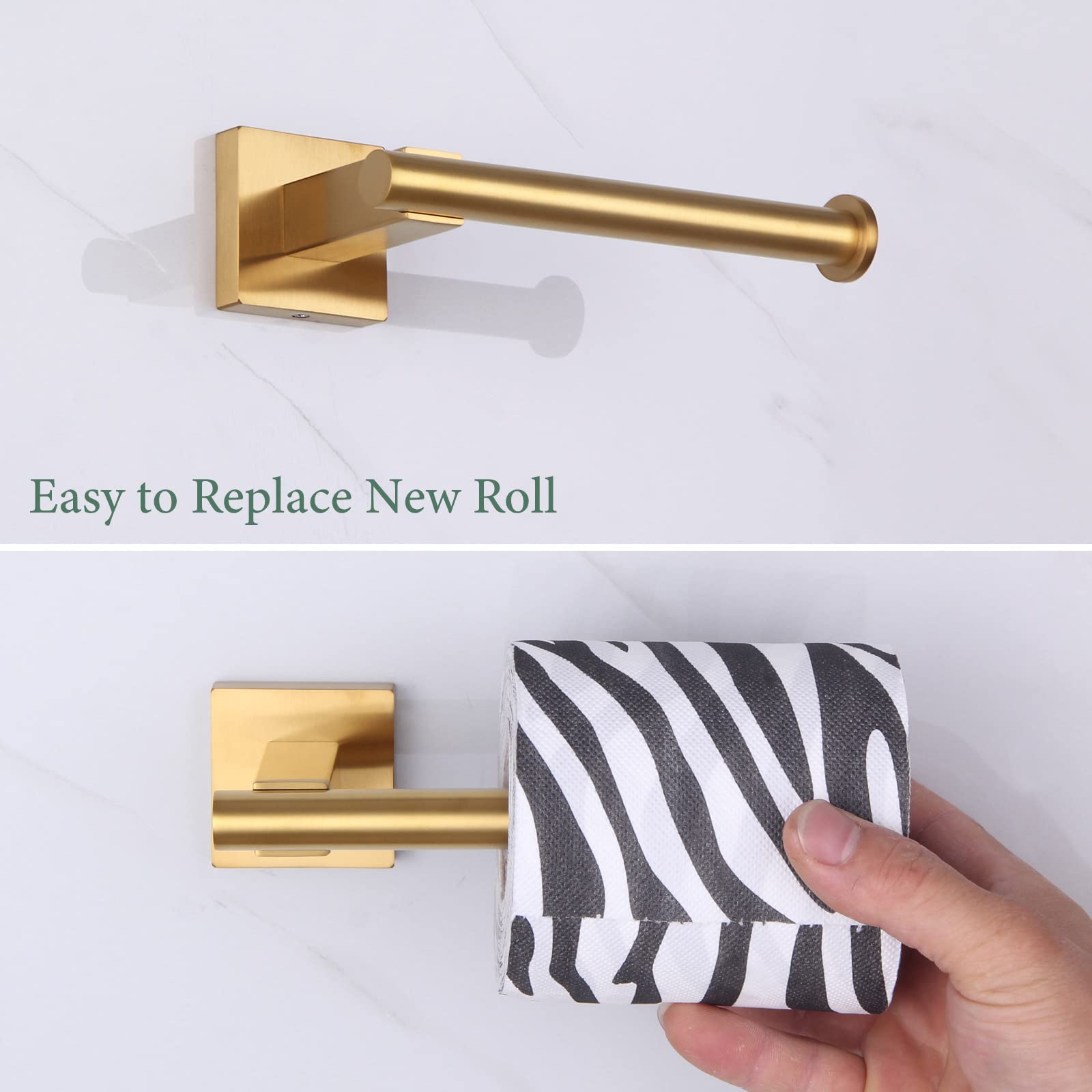 Suyar Brushed Gold Toilet Paper Holder, Sus 304 Stainless Steel Bathroom Toilet Paper Roll Holder Wall Mount