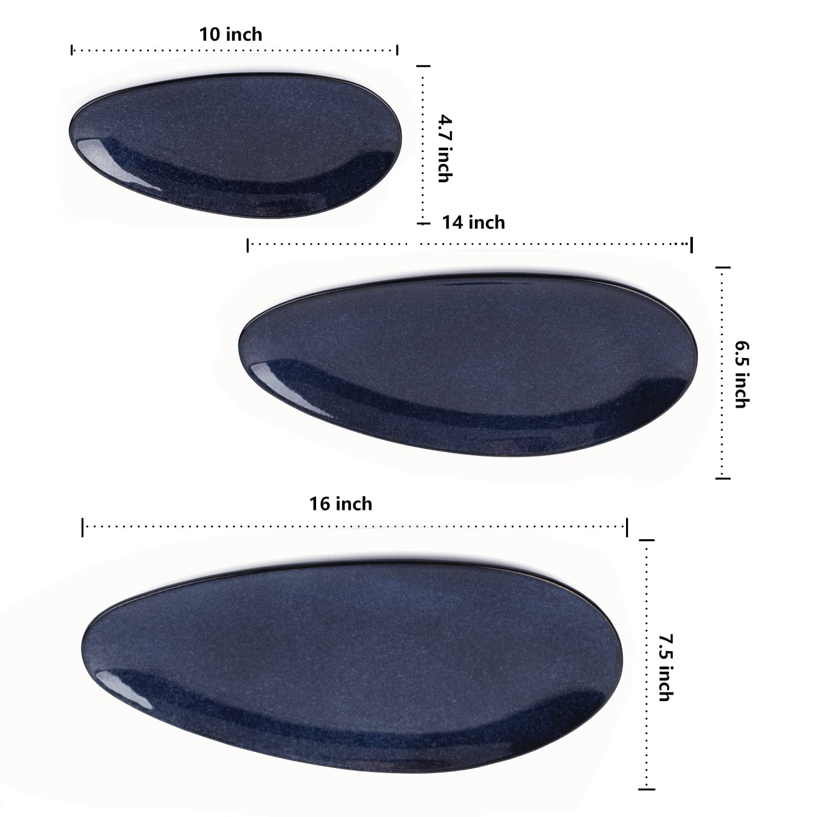 Vicrays Large Oval Serving Platters, 16''/14''/10'' Porcelain Serving Platters For Party, Bbq,Stackable Serving Trays Serving Pl