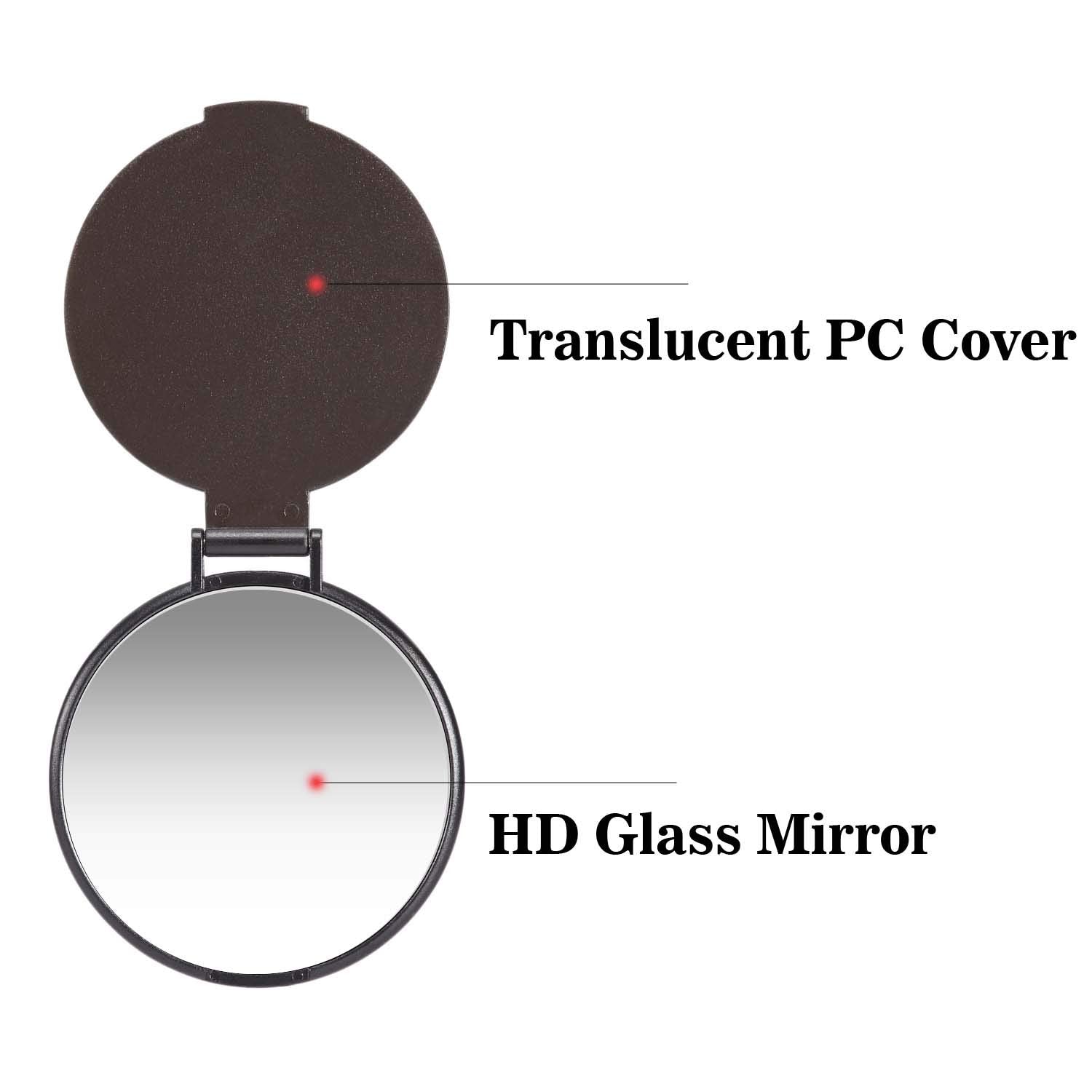 Compact Mirror Bulk Round Makeup Mirror For Purse, Set Of 3, 2.6L X 2.37W (3-Colors)