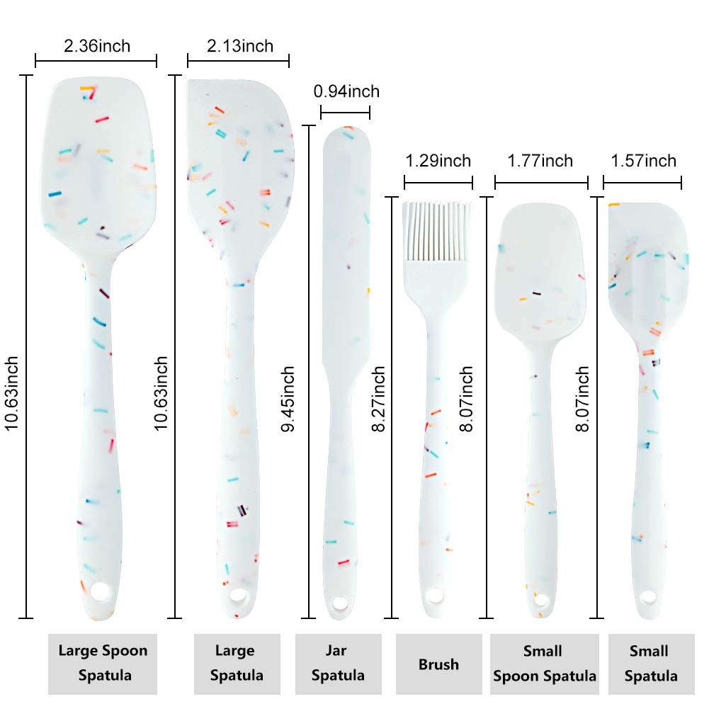 Shebaking Silicone Spatula Set, 6 Piece Heat Resistant Rubber Spatulas Set For Baking Cooking And Mixing Kitchen Utensils Seamle