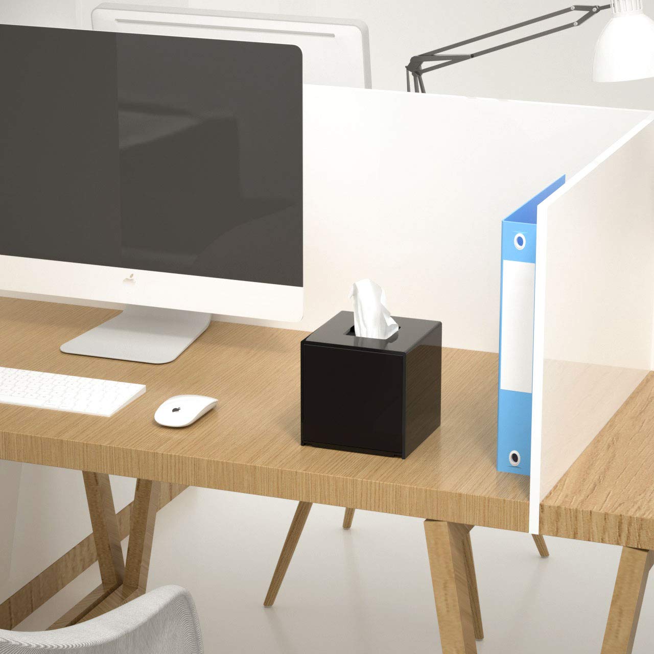 FEMELI Tissue Box Cover Square Acrylic Tissues Paper Holder for Bathroom Bedroom Office Black