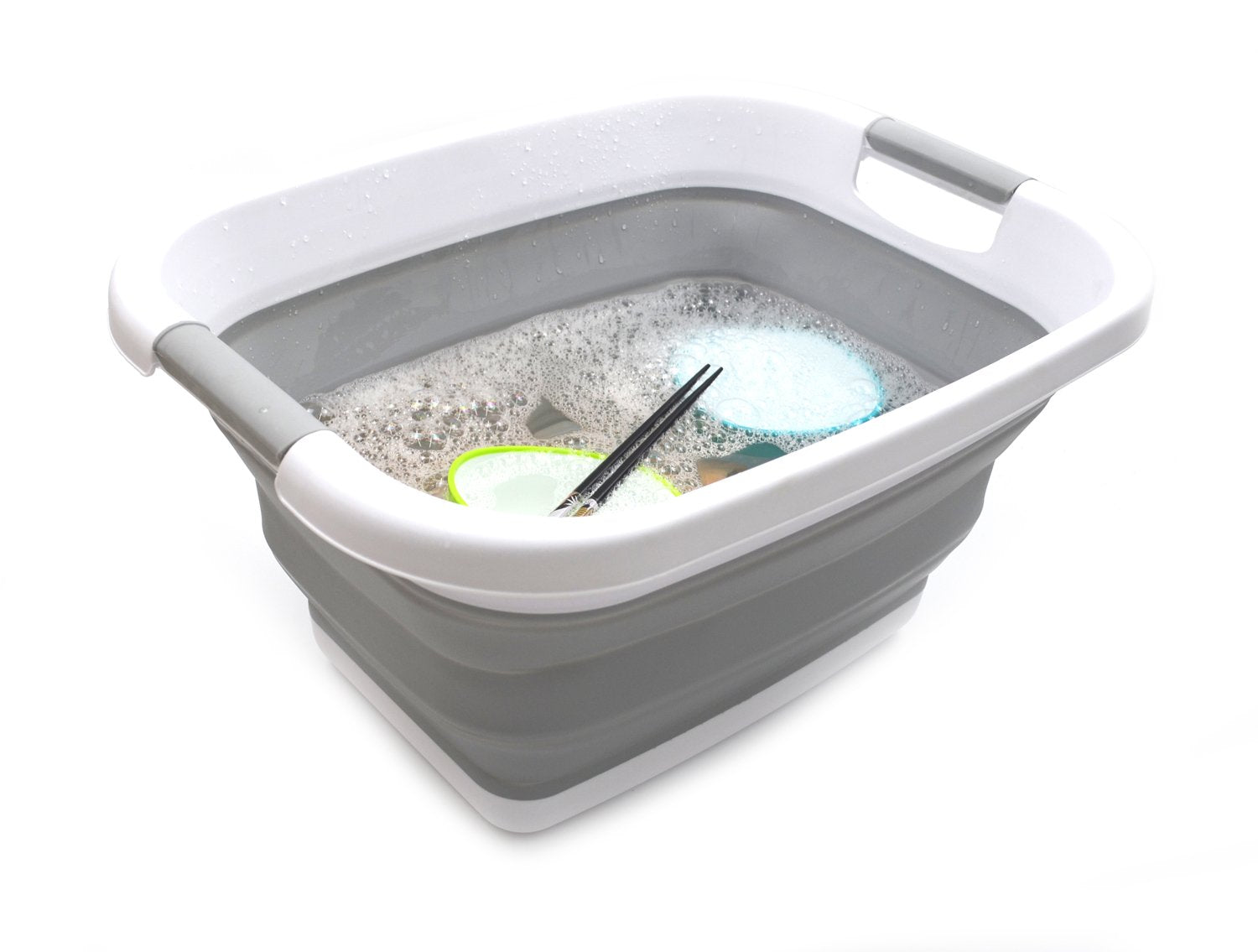SAMMART 25L (6.6 gallon) Collapsible Laundry Basket/Tub - Foldable Storage Container/Organizer  Water capacity: 20L (5.28 gallon) (Grey)