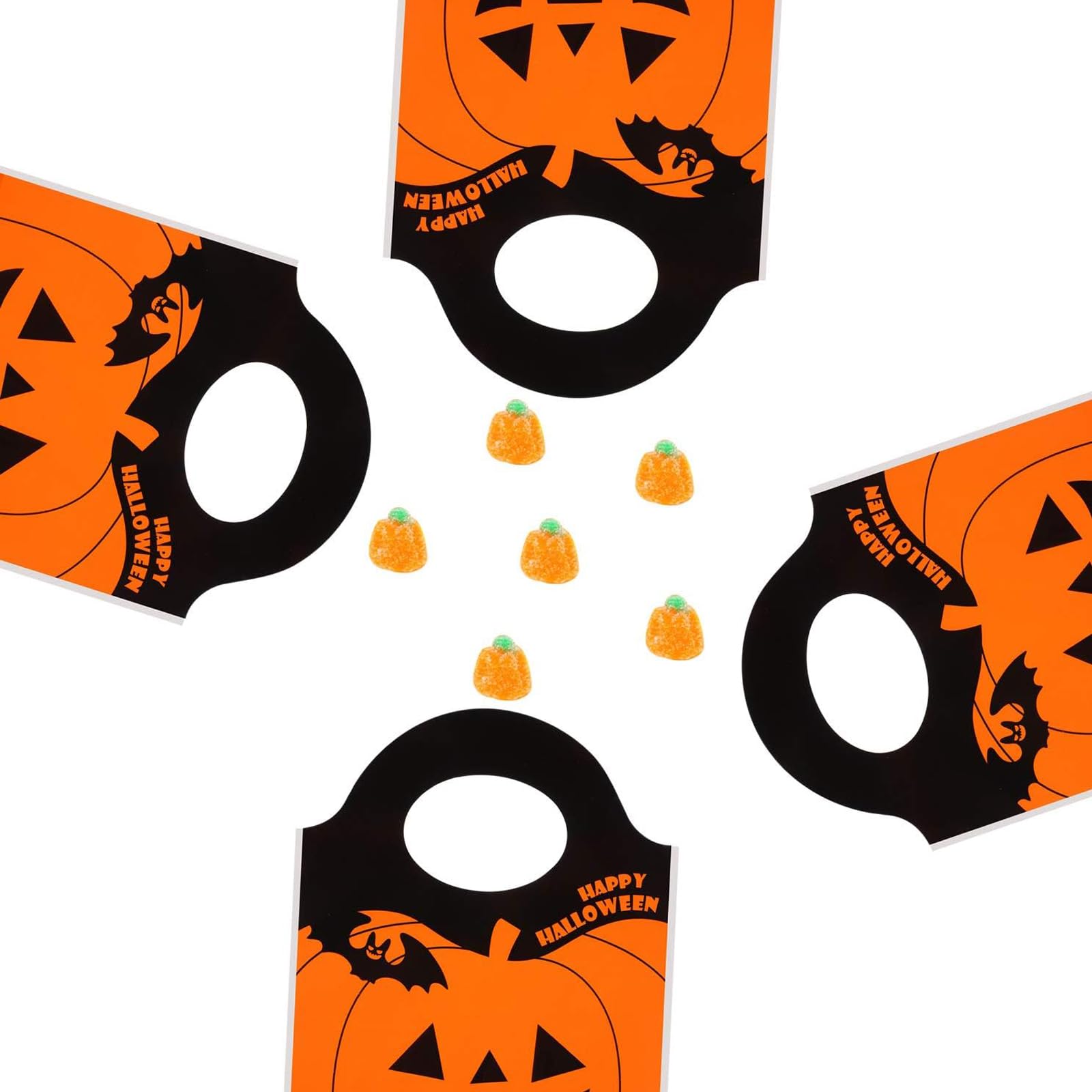 Boao Halloween Tote Bags Jack-O-Lantern Pumpkin Candy Bags Trick Goody Bags For Halloween Party Favors Supplies(50 Pieces)