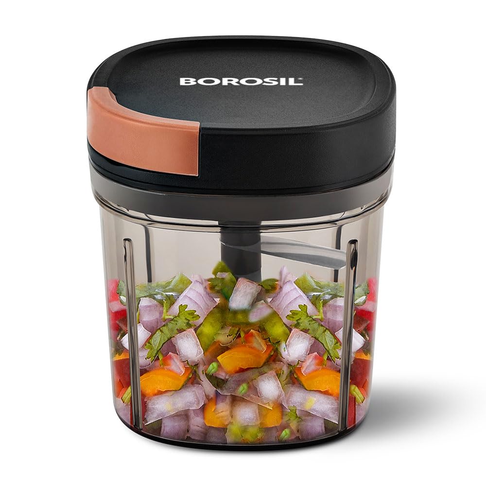 Borosil Eazypull Chopper With 6 Blades, Pull Chopper With Durable String, Mini Chopper For Kitchen, For Chopping Vegetables, Lea
