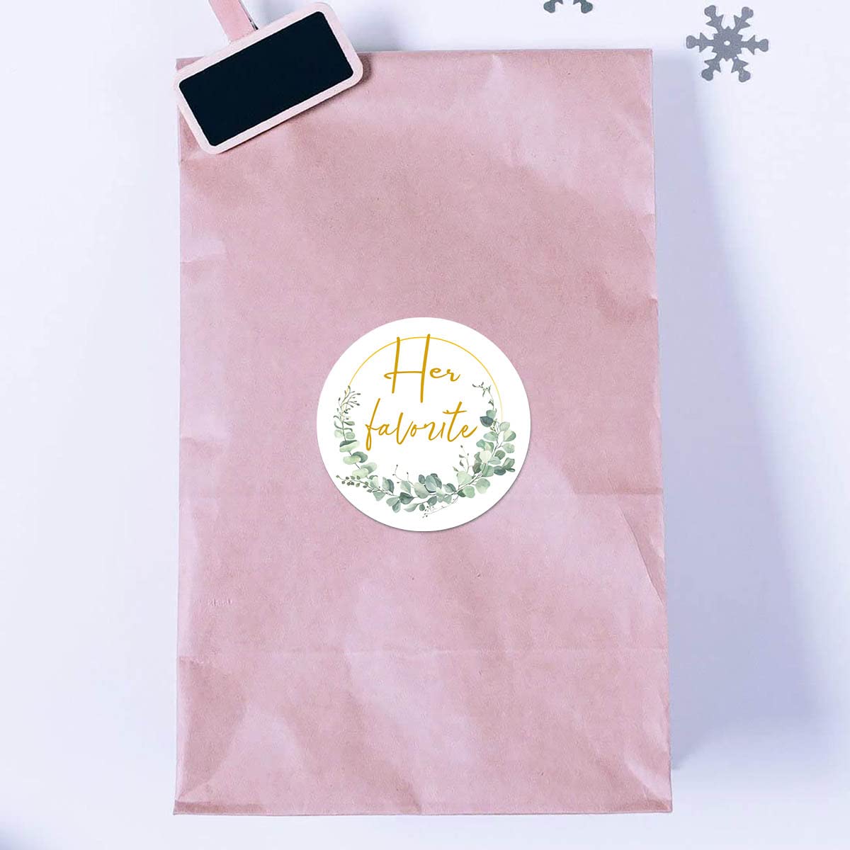 Greenery His Her Favorite Stickers, 1.5 Inch Wedding Bridal Shower Party Favor Labels 96-Pack