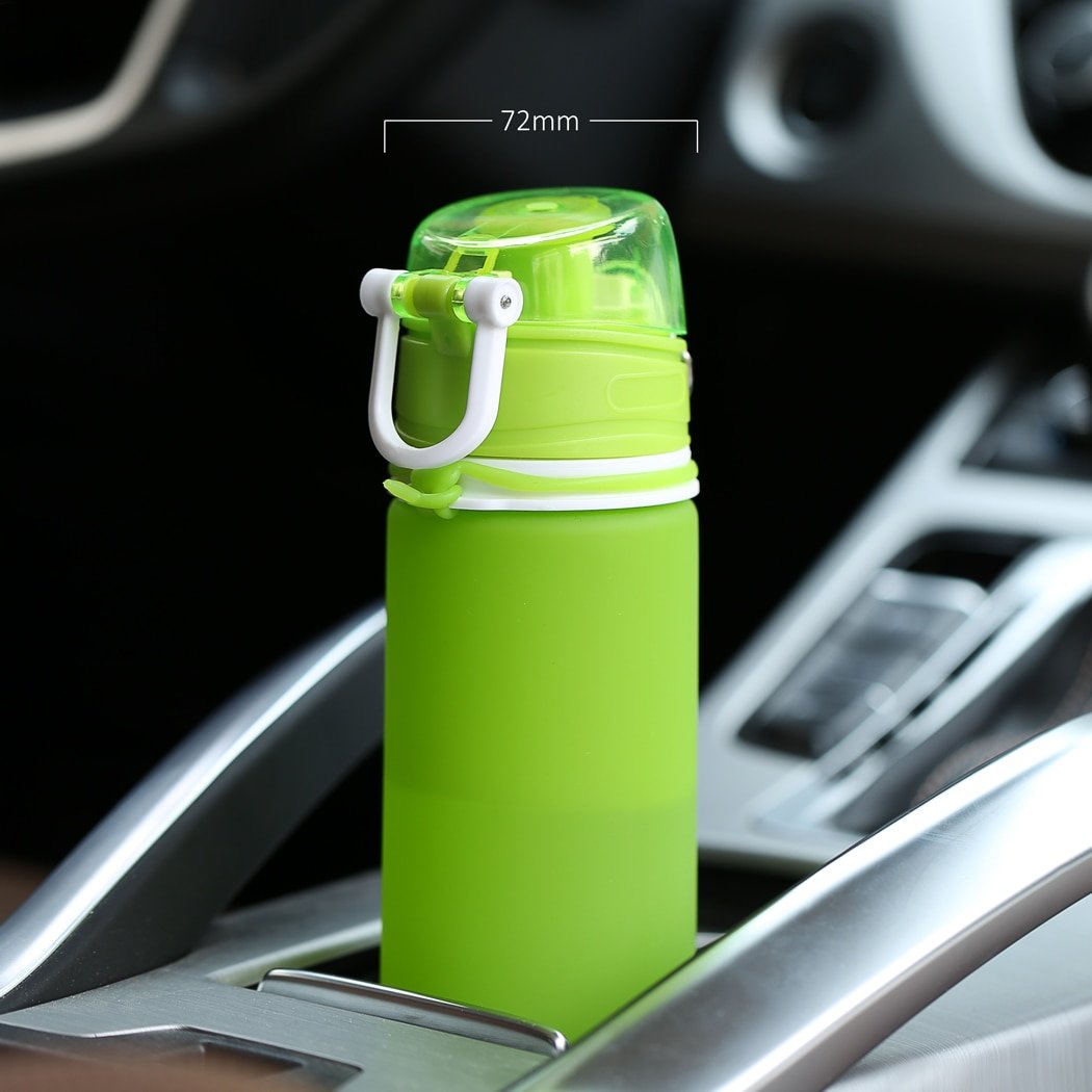 Valourgo Collapsible Water Bottle  Silicone Foldable with Leak Proof Valve BPA Free - green 21 oz