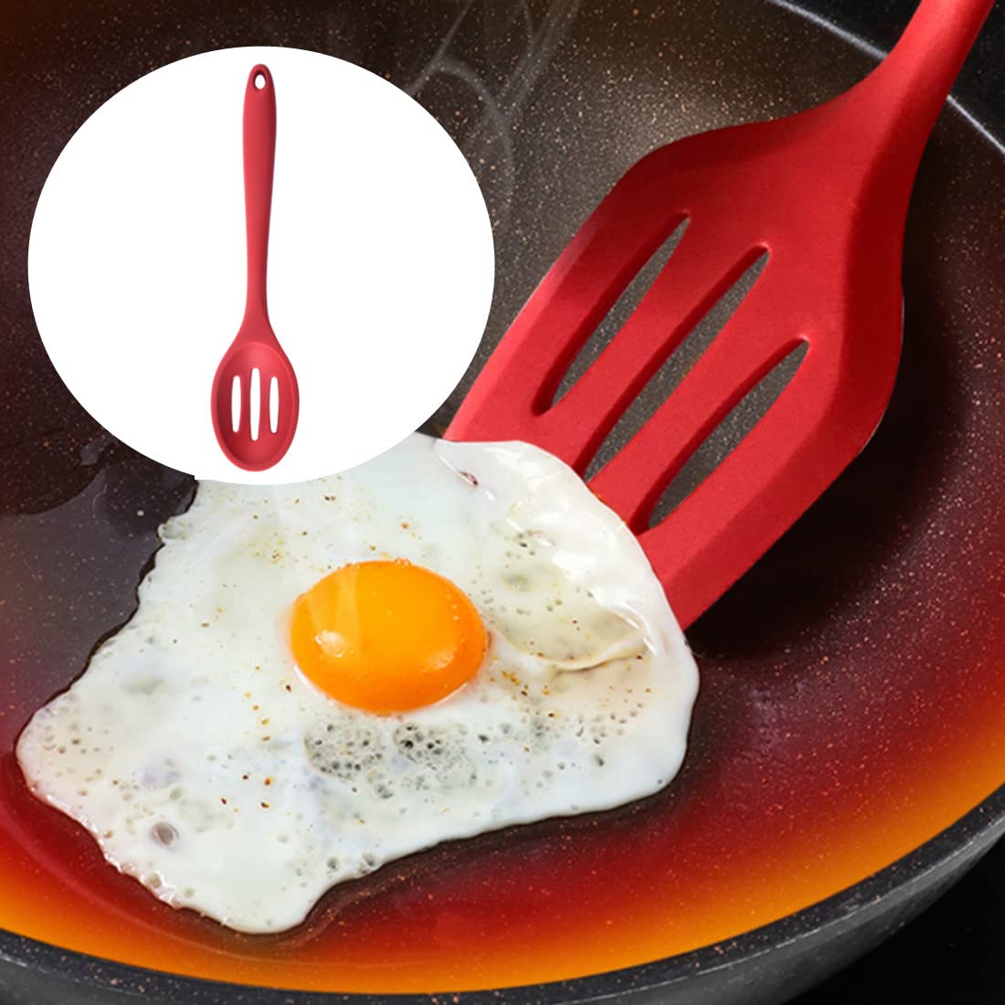 2 Pack Nonstick Silicone Slotted Spoons,High Heat Resistant Cooking Baking Spoons Ladle Set For Stirring, Mixing, Serving, Drain