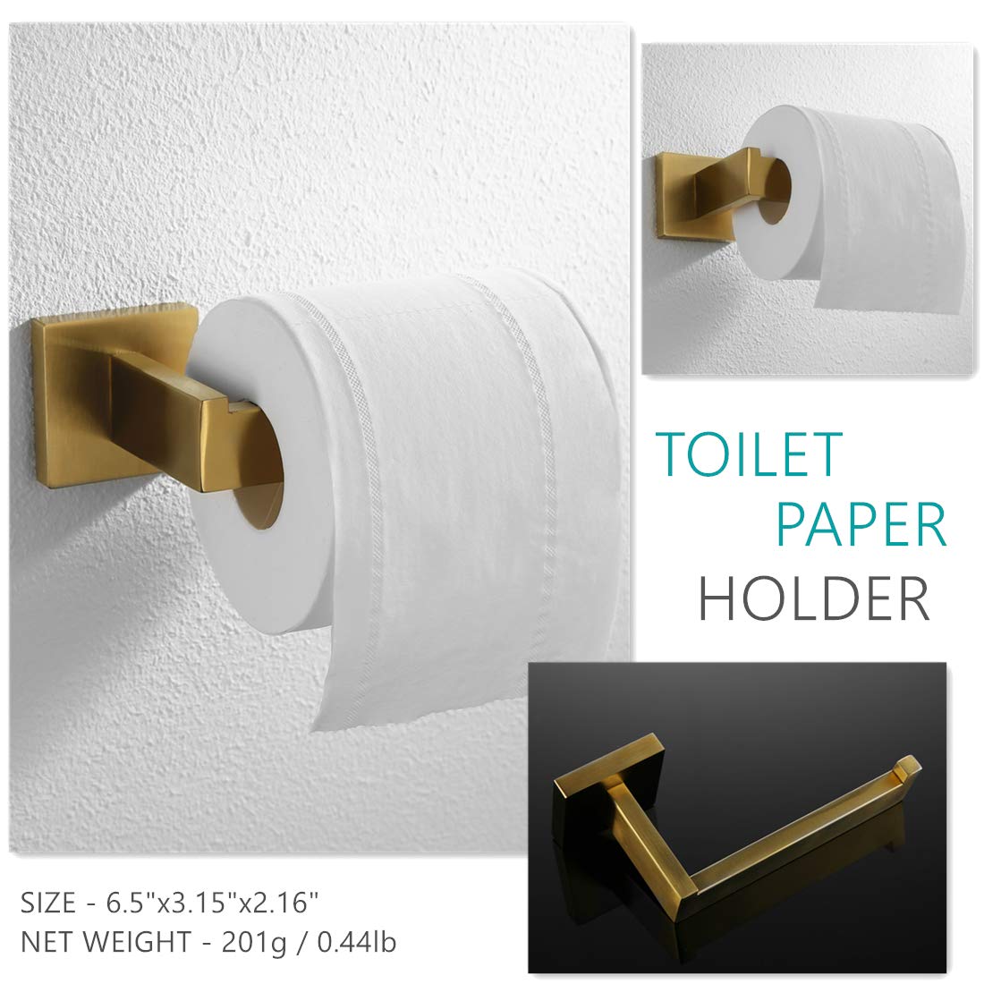 Velimax Premium Stainless Steel 4 Pieces Bathroom Hardware Accessories Set Wall Mounted Towel Bar Set, Brushed Gold, 23.6-Inch