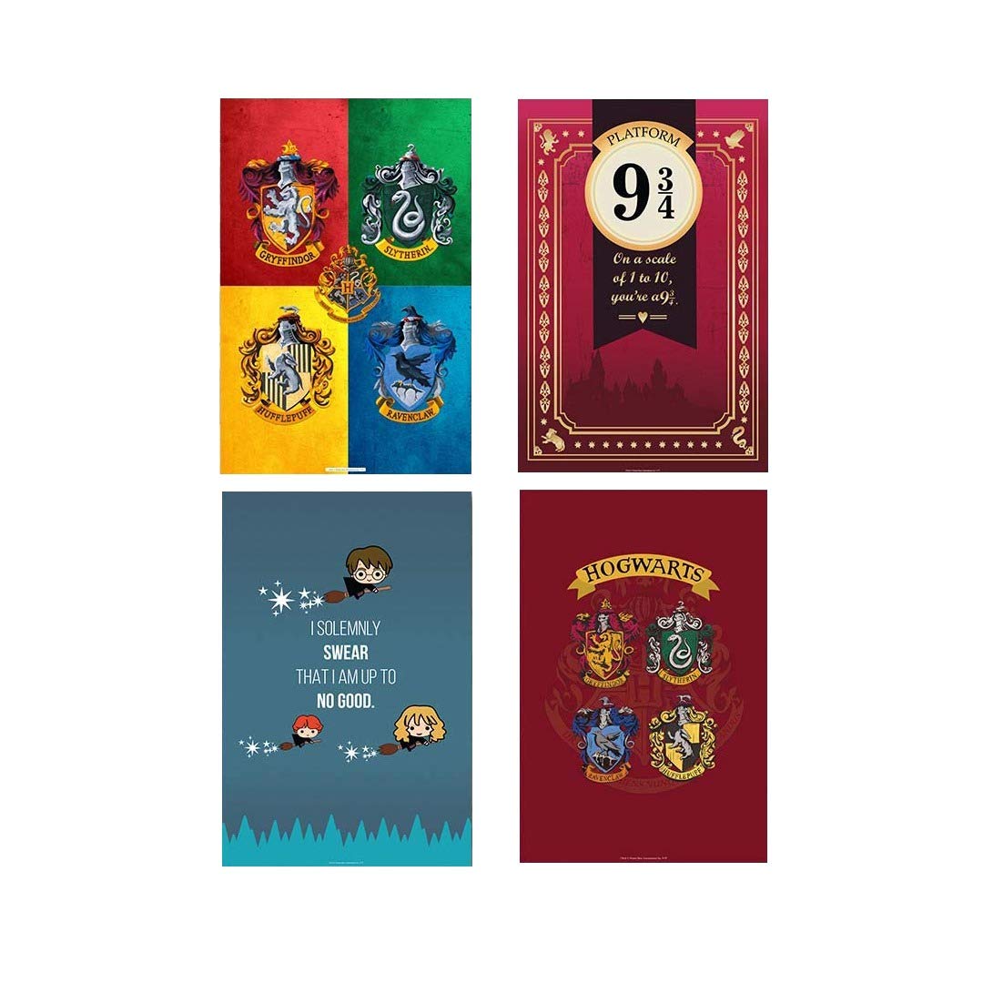 Mcsid Razz Licensed By Warner Bros, Usa Official House Crest, I Solemnly Chibi, 93/4, All Crest Harry Potter Paper Poster Withou