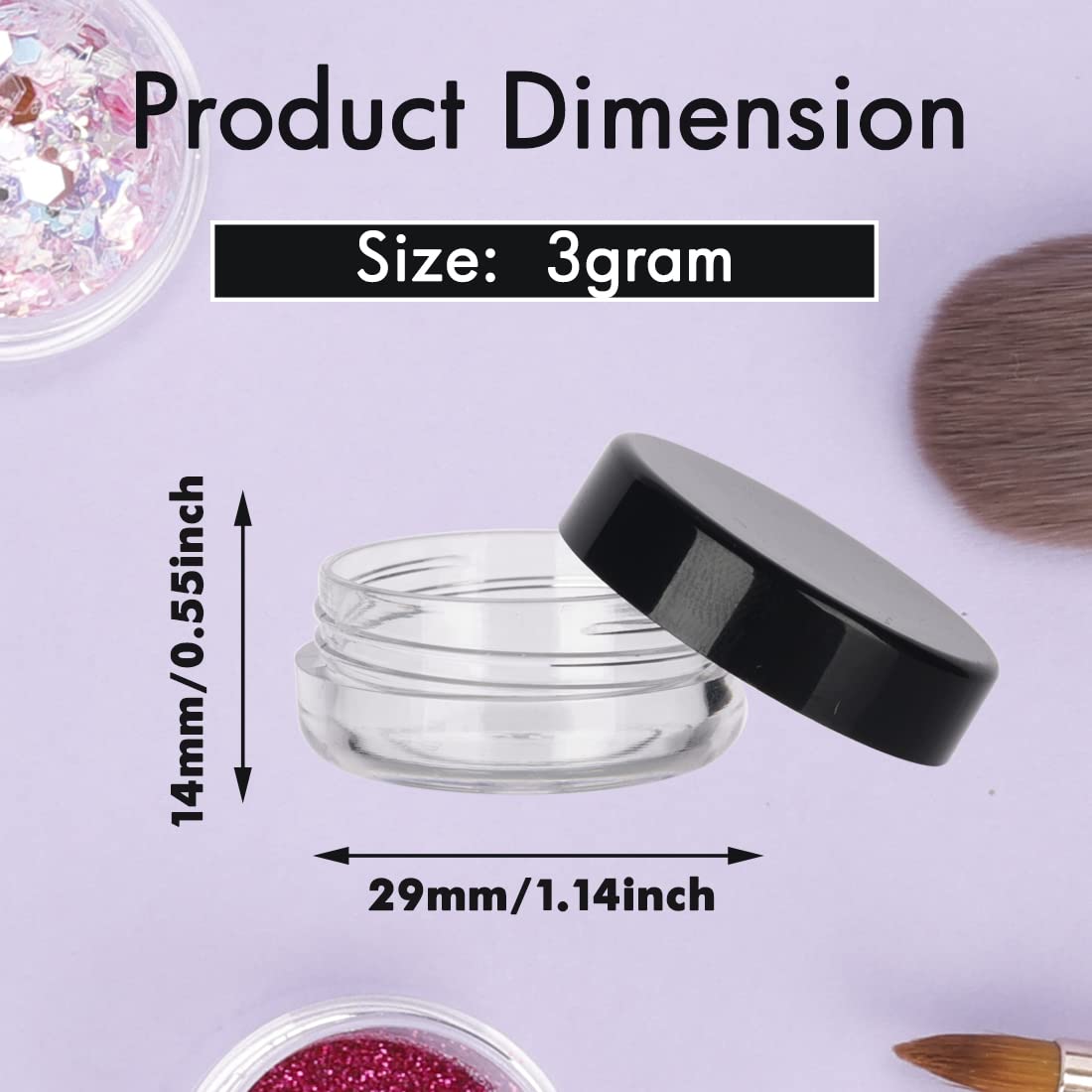 3 Gram Sample Containers With Lids, 25 Count Tiny Sample Jars, Empty Lip Balm Containers, Mini Cosmetic Containers With Lids, Ma