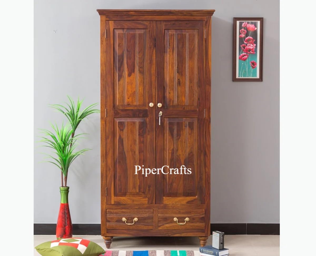 Pipercrafts Sheesham Wood Wardrobe Storage, Cupboard Organiser, Clothes Organizer, Wardrobe For Clothes Wooden, Solid Wood Almir