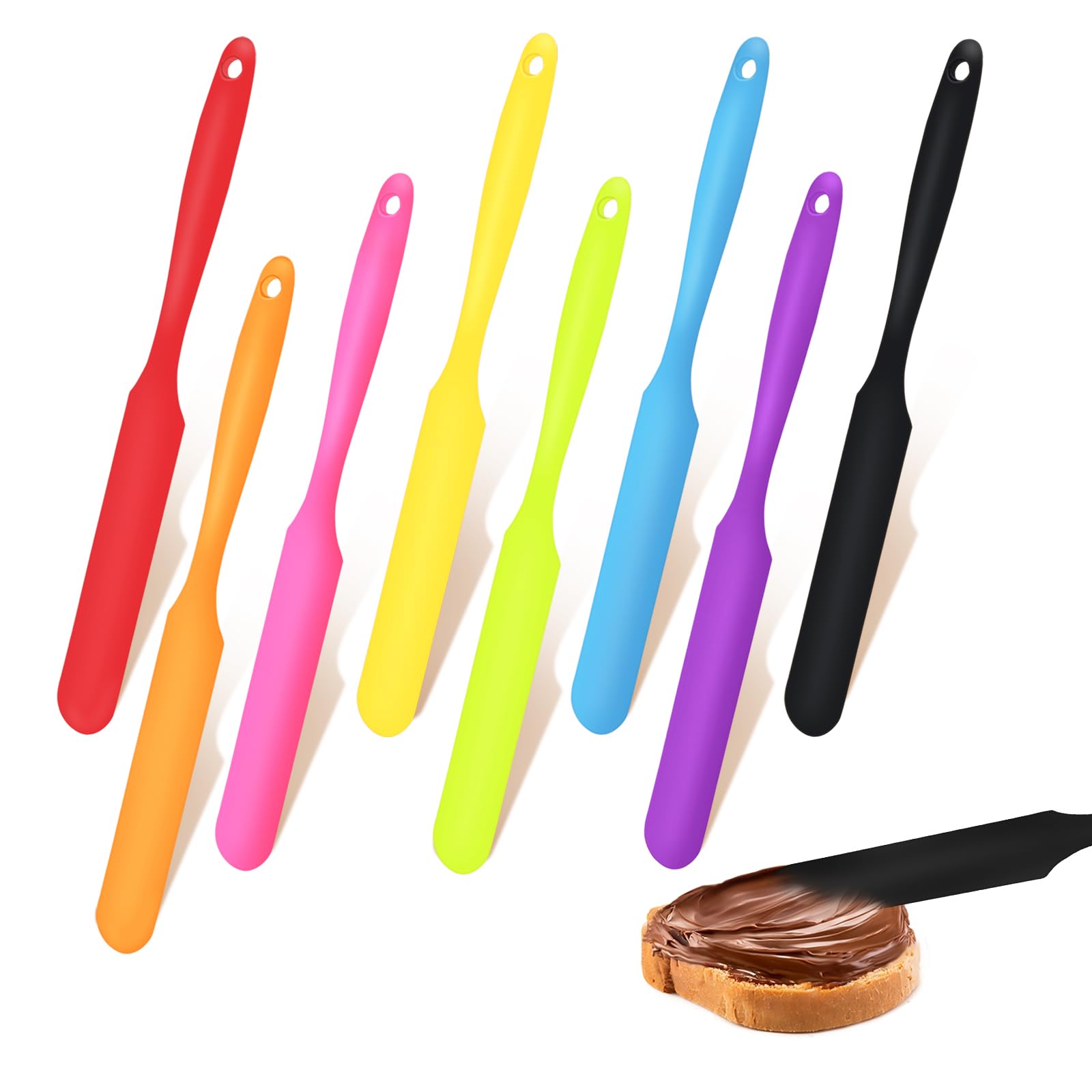 8pcs Jar Spatula,Silicone Jar Scraper with Long Handle,Jam Spreader Cake Cream Butter Spatulas, Kitchen Must Have Small Silicone