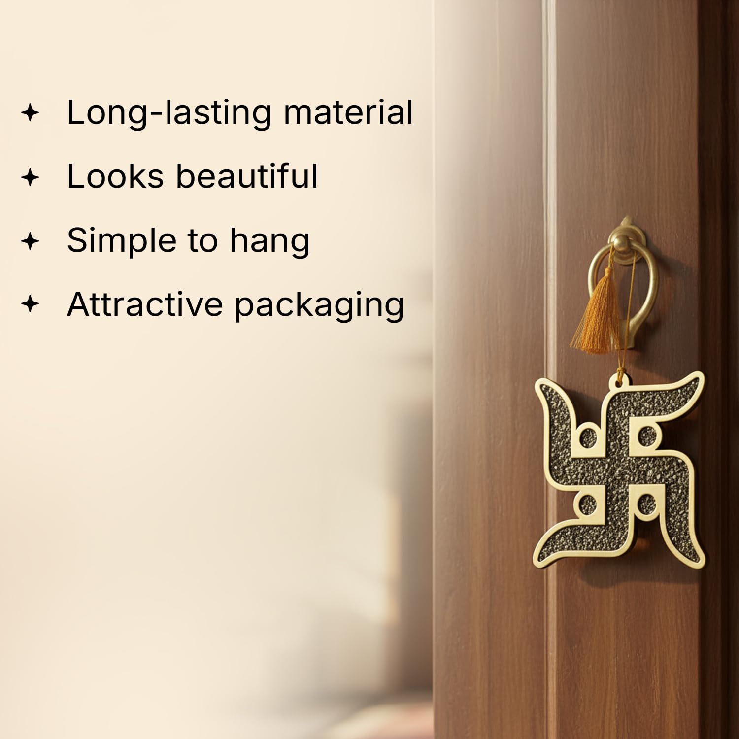 Astrotalk Pyrite Swastik Wall Hanging 13x13cm | Vastu Wall Decor Item with Natural Pyrite Stone | for Wealth, Protection & Positive Energy | Home Decor for Living Room, Bedroom & Mandir