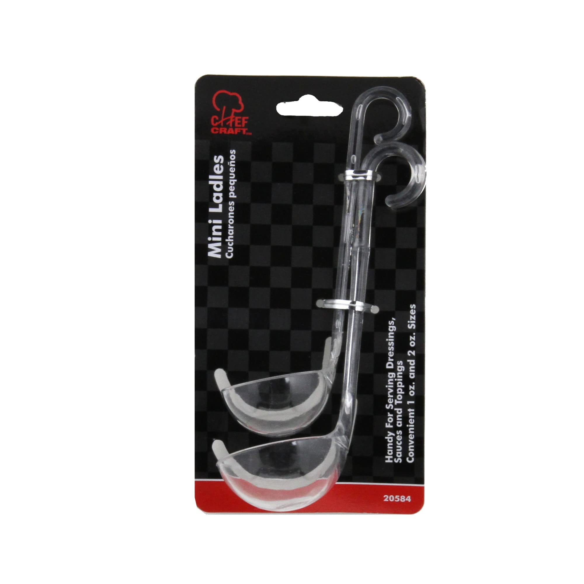 Chef Craft Plastic Dressing And Sauces Ladles, 1 Ounce 5.5 Inch And 2 Ounce 6 Inch 2 Piece Set, Clear