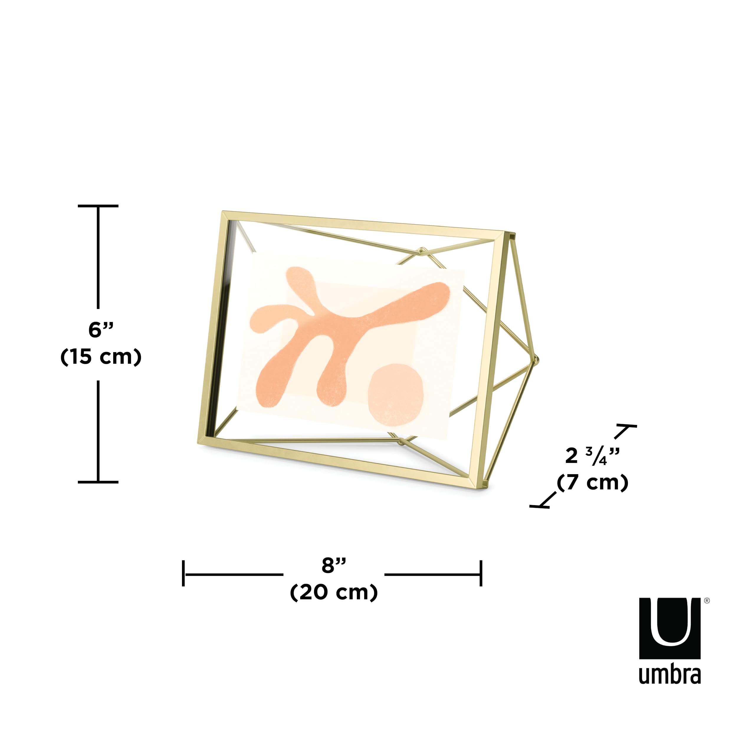 Umbra Prisma Picture Frame, 4x6 Metal Photo Display for Desk or Wall, 4 x 6, Brass