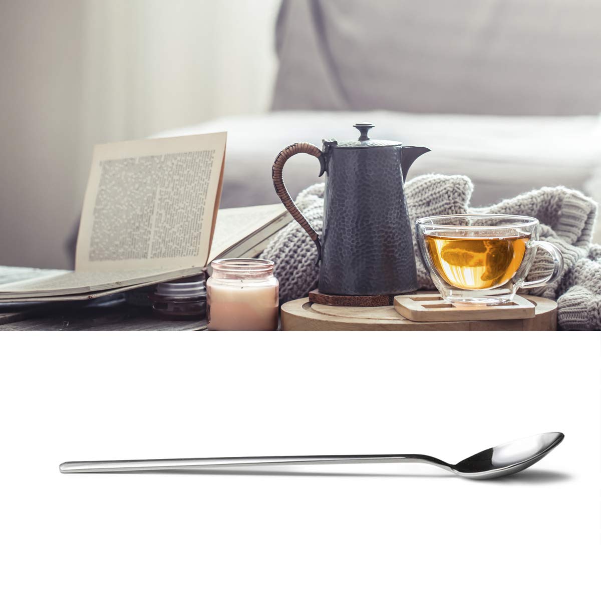 Funny Tea Spoon Engraved Stainless Steel For Tea Lovers Women Men - Cute Drink Tea Read Books Be Happy Spoon - Best For Daughter