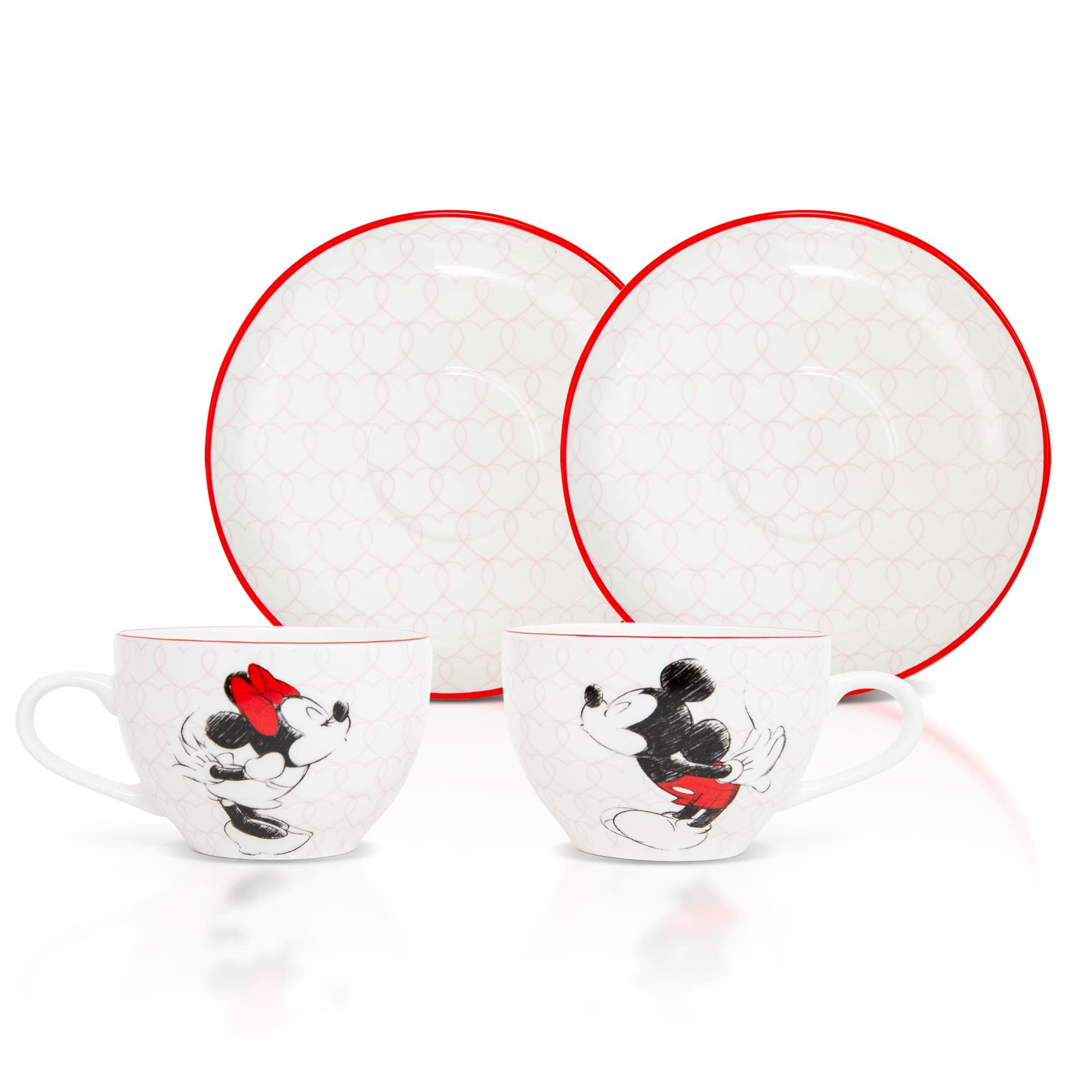 Disney Mickey And Minnie Bone China Teacup And Saucer  Set Of 2
