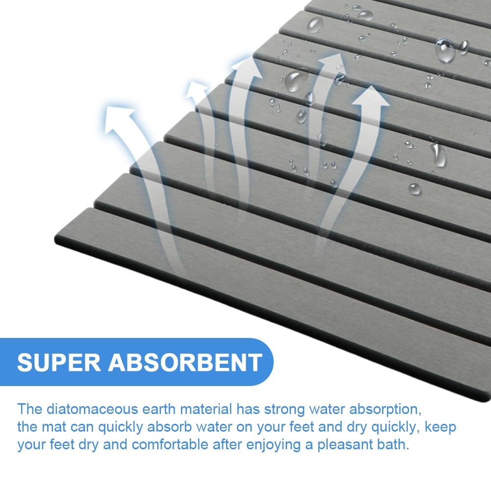 Loqjss Stone Bath Mat,Diatomite Stone Bath Mat,Quick Drying Stone Shower Mat,Rollable Stone Bath Mat,No-N Slip Diatomaceous Eart