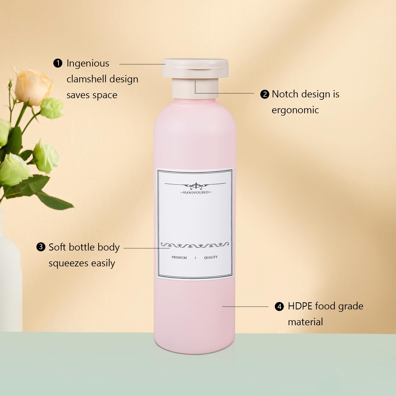 Asevat 6.7 Oz Plastic Shampoo And Conditioner Squeeze Bottles, Plastic Leak Proof Travel Bottles For Toiletries, Plastic Bottles