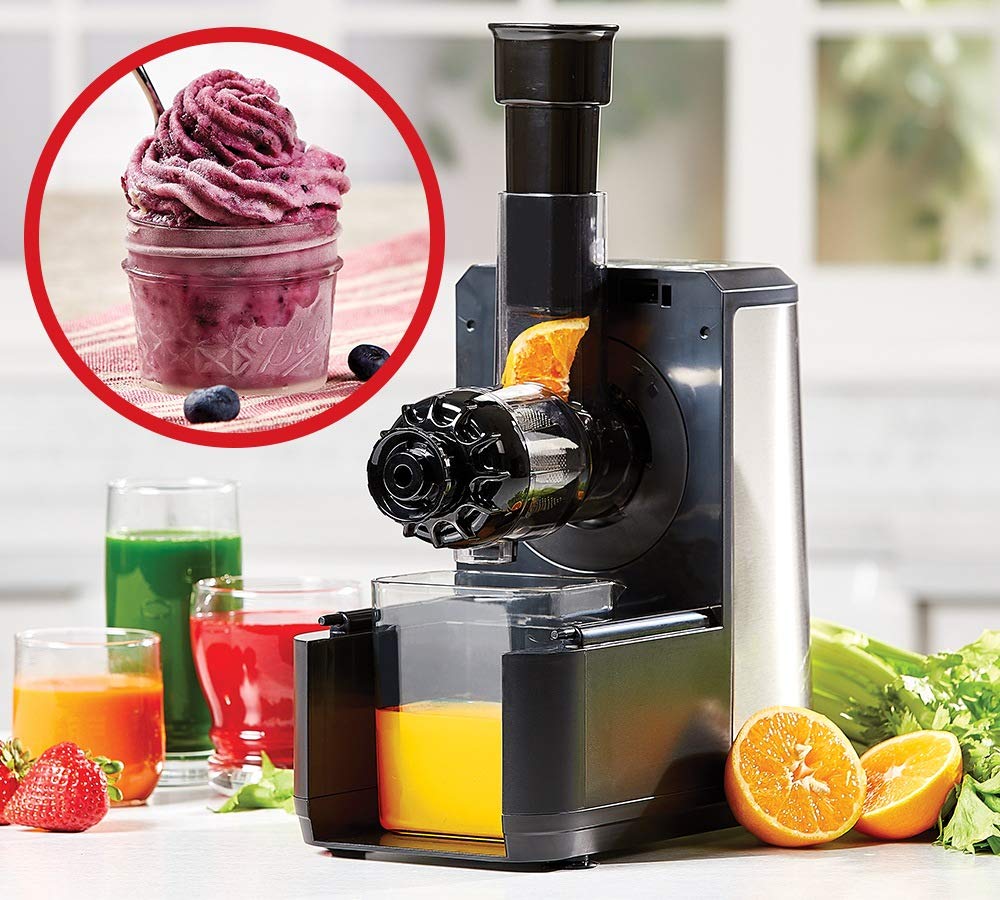 Emeril Everyday Automatic Pasta Maker PM-01 - 8 Shaping Discs, Black, Plastic, Standard Size with Juice/Frozen Treat Attachment