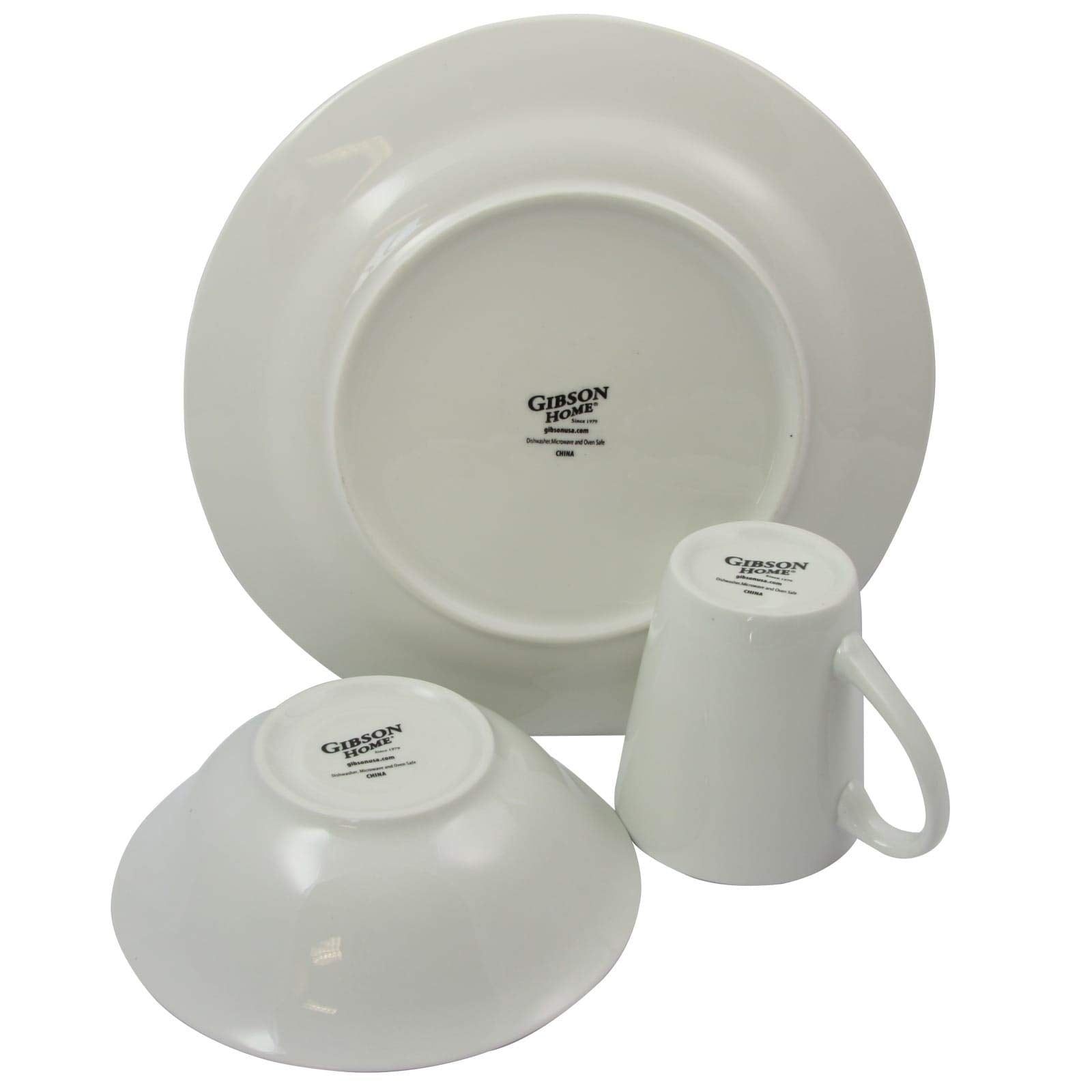 Gibson Home Noble Court Fine Ceramic 12 Piece Dinnerware Set in White
