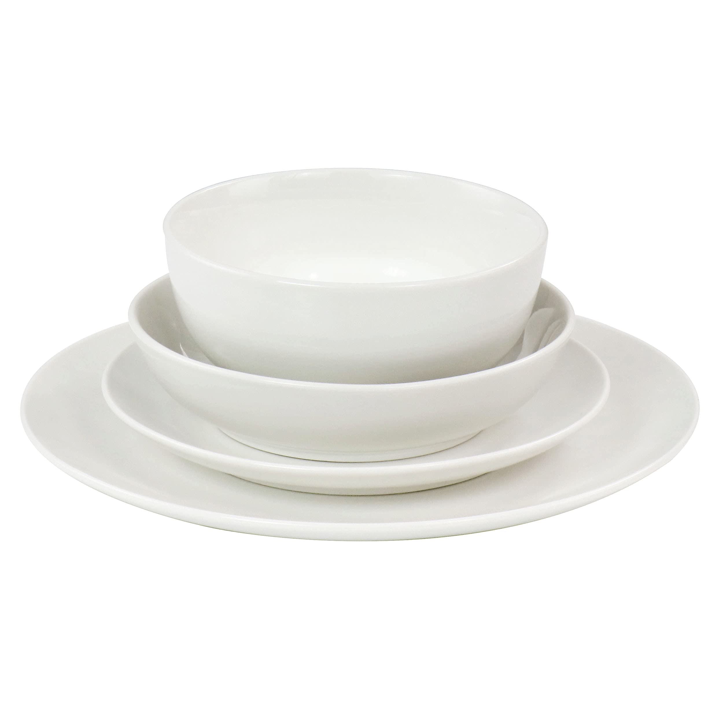 Elama White Porcelain Dish Dinnerware Set, 16 Piece, Camellia