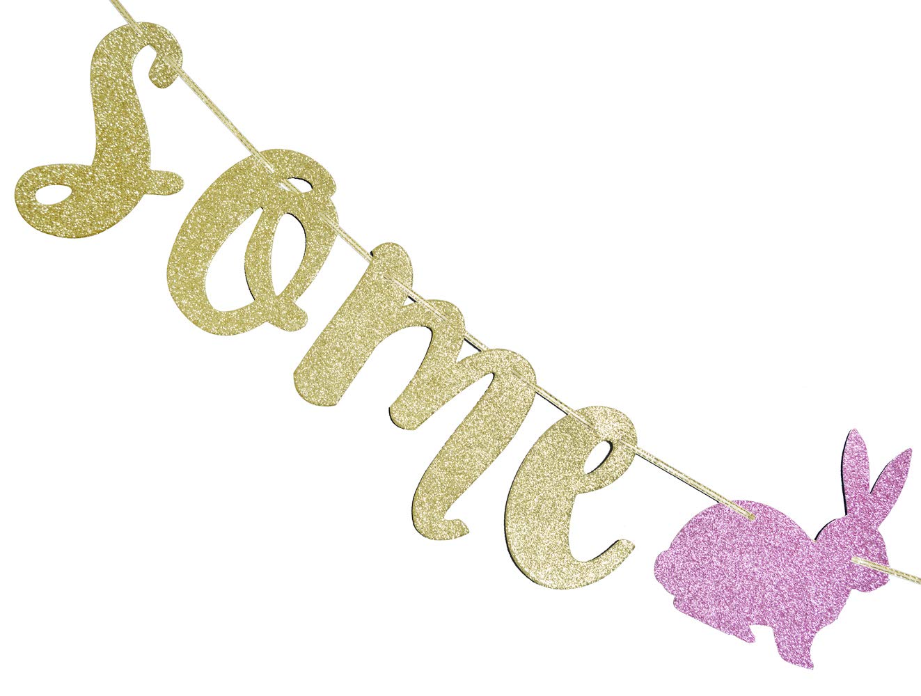 Some Bunny Is One Banner, 1St Birthday Banner, Bunny Theme, Gold Glitter Party Decorations(Gold)
