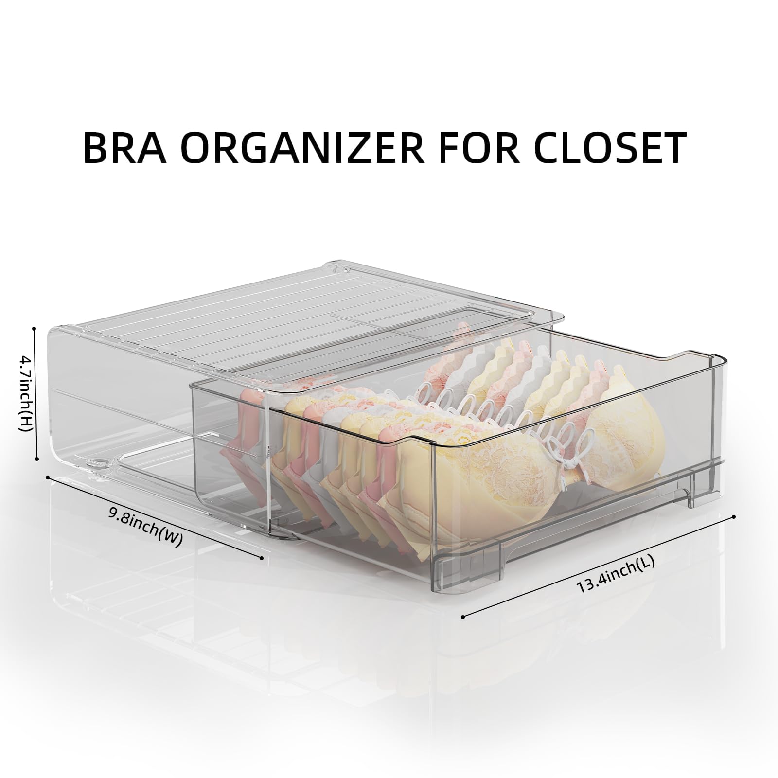 MSHOMELY Bra Organizer for Closet, Bra and Underwear Drawer Organizer, Bra Storage Organizer for Closet, Clear Plastic Underwear