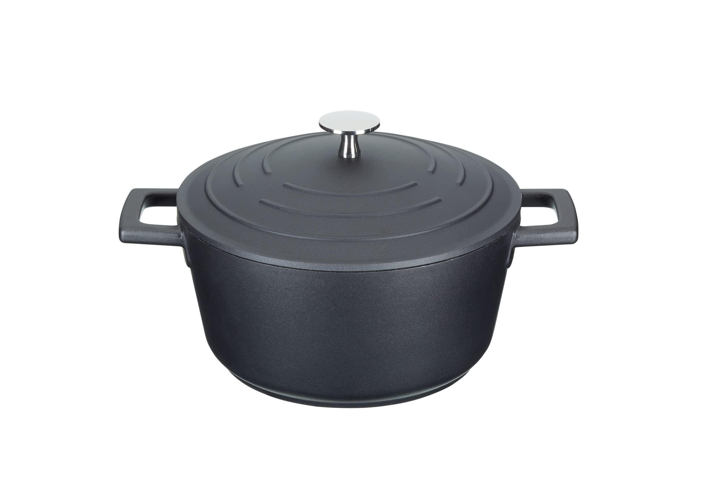 MasterClass NonStick Cast Aluminium Casserole Dish with Lid 2.5L, Black