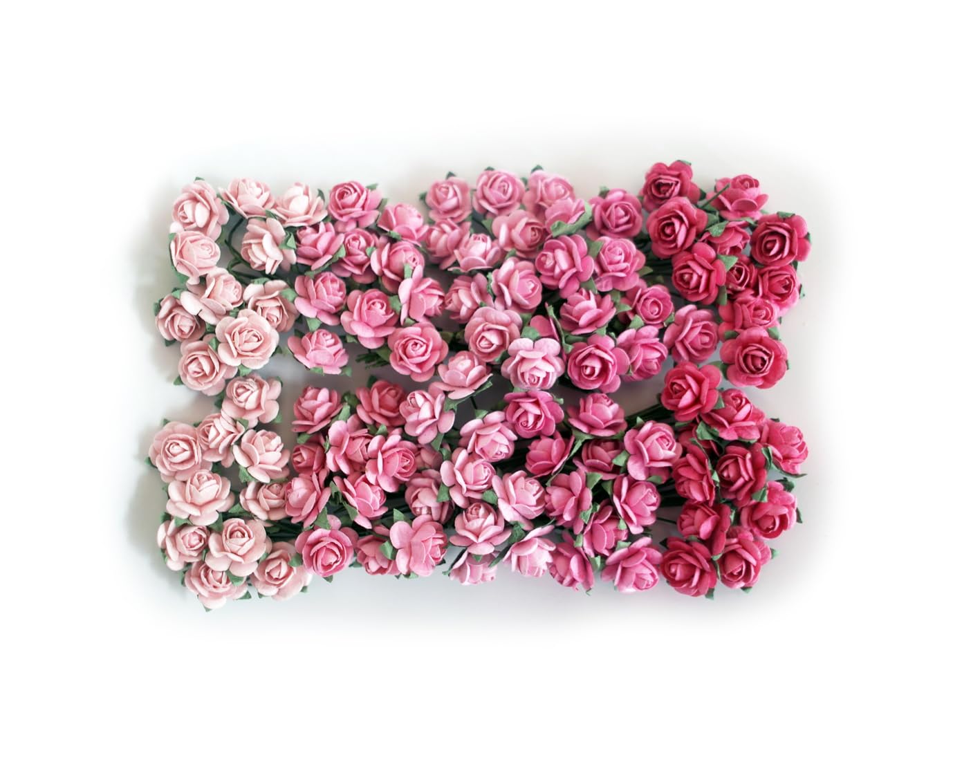 KADADSA 100 pcs Tiny Artificial Roses Mixed Pink Five Color Mulberry Paper Flower 15-18 mm Flower Wedding Scrapbooking