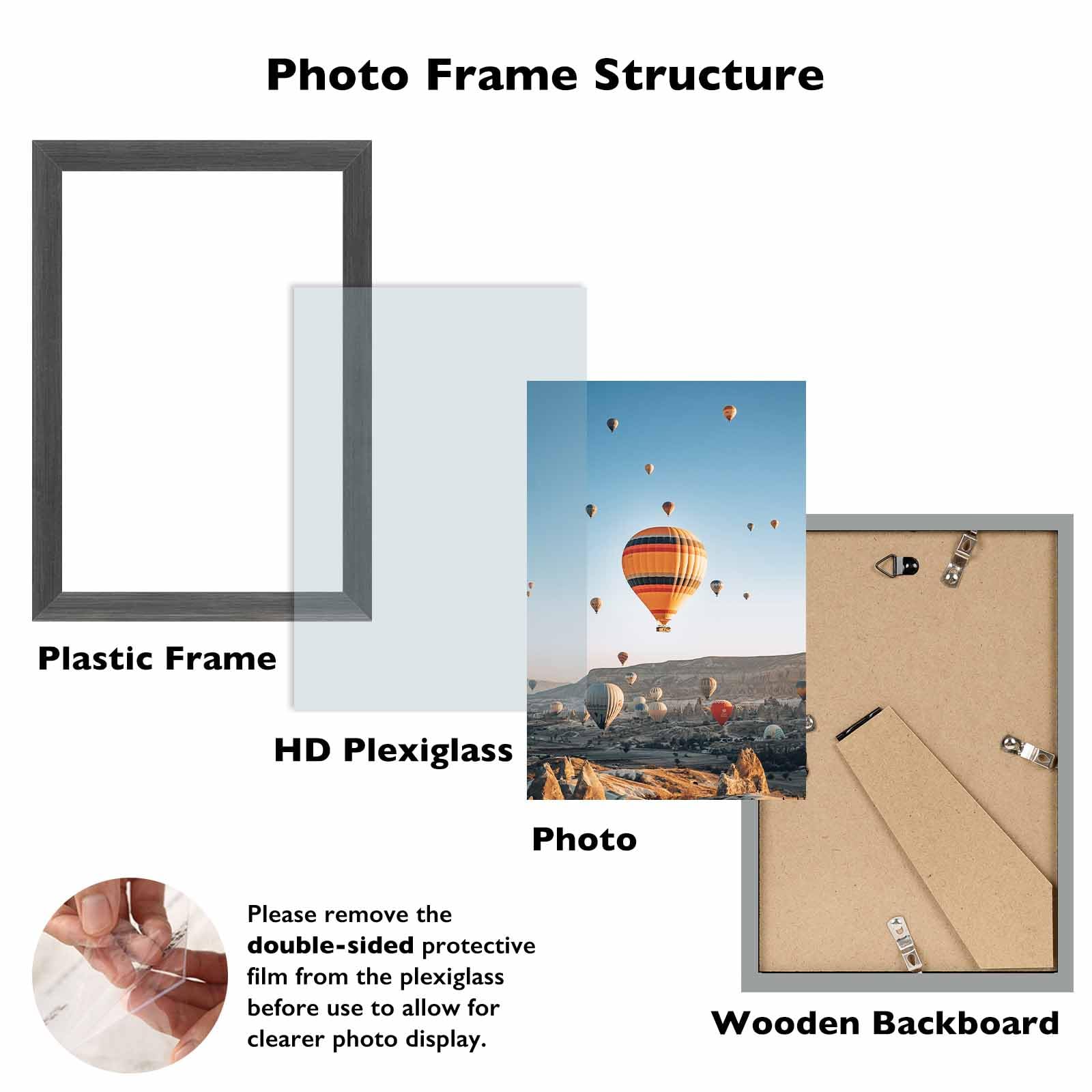 JCJMY 6x9 Picture Frame Silver Gray for Wall Hanging or Tabletop, Wall Mounting Horizontally or Vertically, 6 x 9 Wall Gallery P