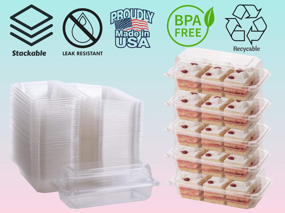 Smygoods Plastic Loaf Container, (Pack Of 25-9 3/10 X 5 1/2 X 3 1/3) Disposable Plastic Sturdy Hinged Loaf Containers