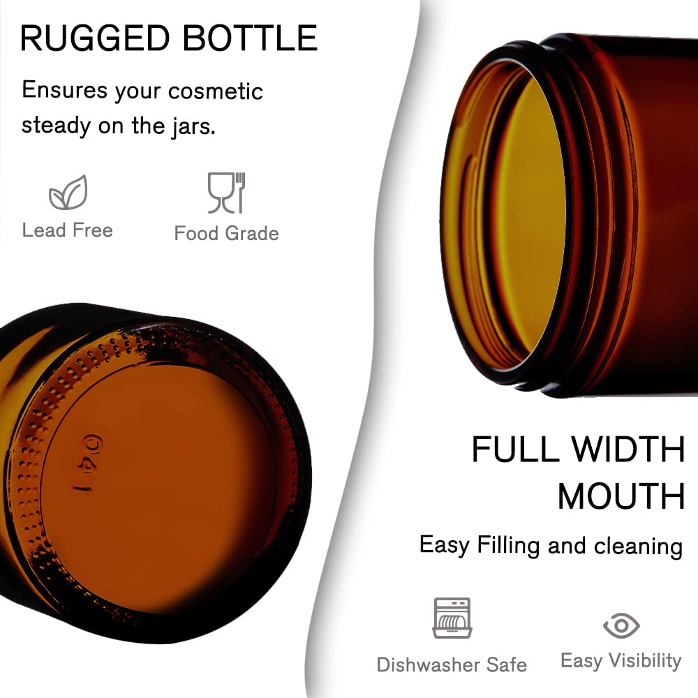 Amber Glass Jar With Lids, Tecohouse 4 Oz, 2 Oz And 1 Oz Glass Jars With Lids & Stickers, Reusable Travel Containers For Creams,