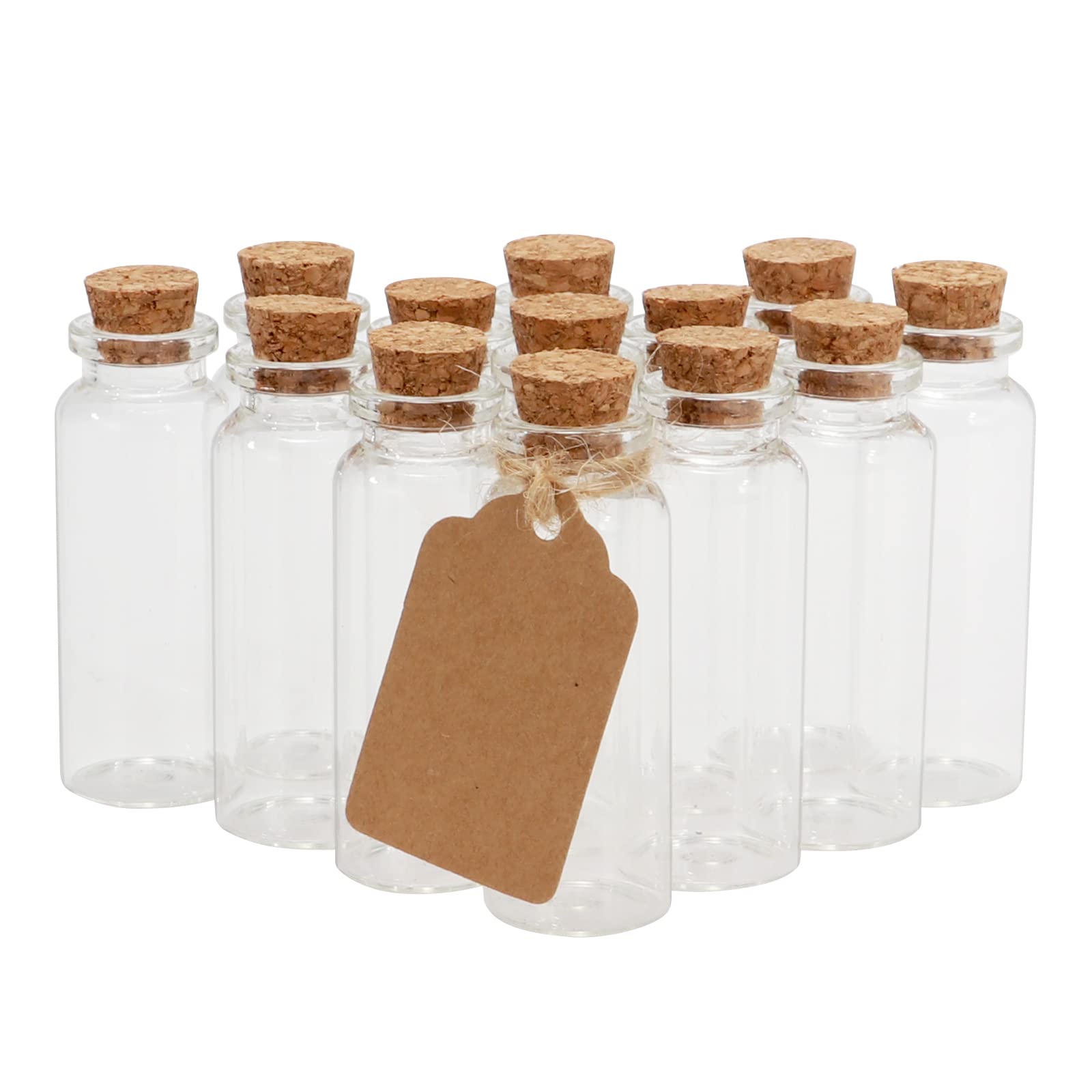 50 Pcs 20ml Mini Glass Bottles with Cork Stoppers, 29x64mm DIY Decoration Tiny Glass Jars, Mini Vials Cork, Message Wishing Bott