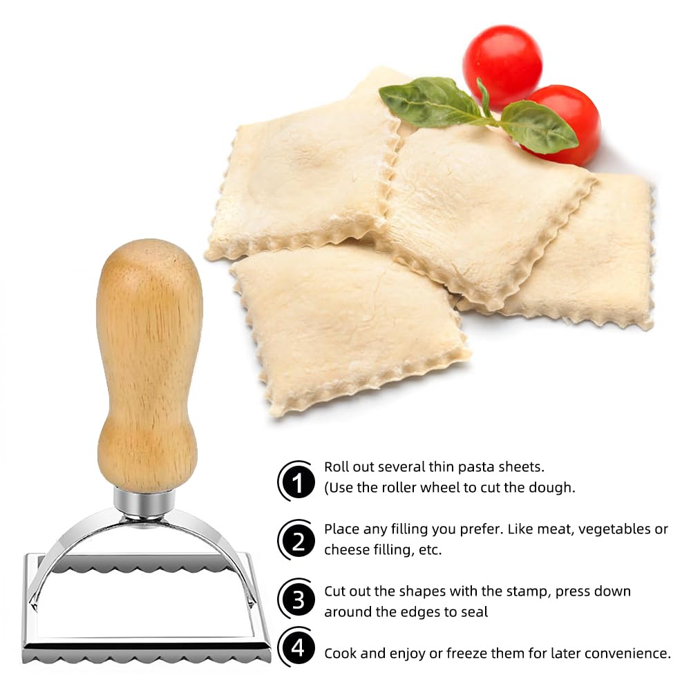 Ravioli Stamp Set, Ravioli Maker Cutter Stamp, Ravioli Stamp Maker Cutter With Roller Wheel Set, Pasta Press Round & Square & He