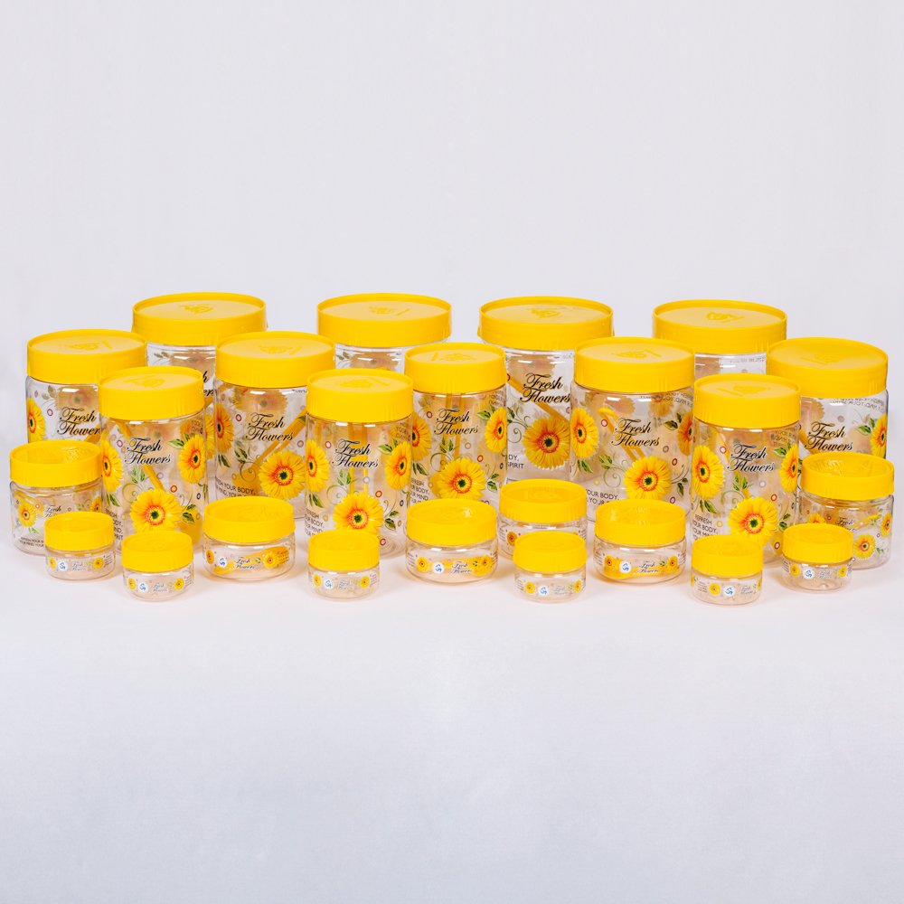 Gpet Print Magic Container Yellow Pack Of 24  1500Ml (4Pcs), 1000Ml (4 Pcs), 750Ml (4Pcs), 200Ml (2Pcs), 150Ml (4Pcs), 50Ml (6P